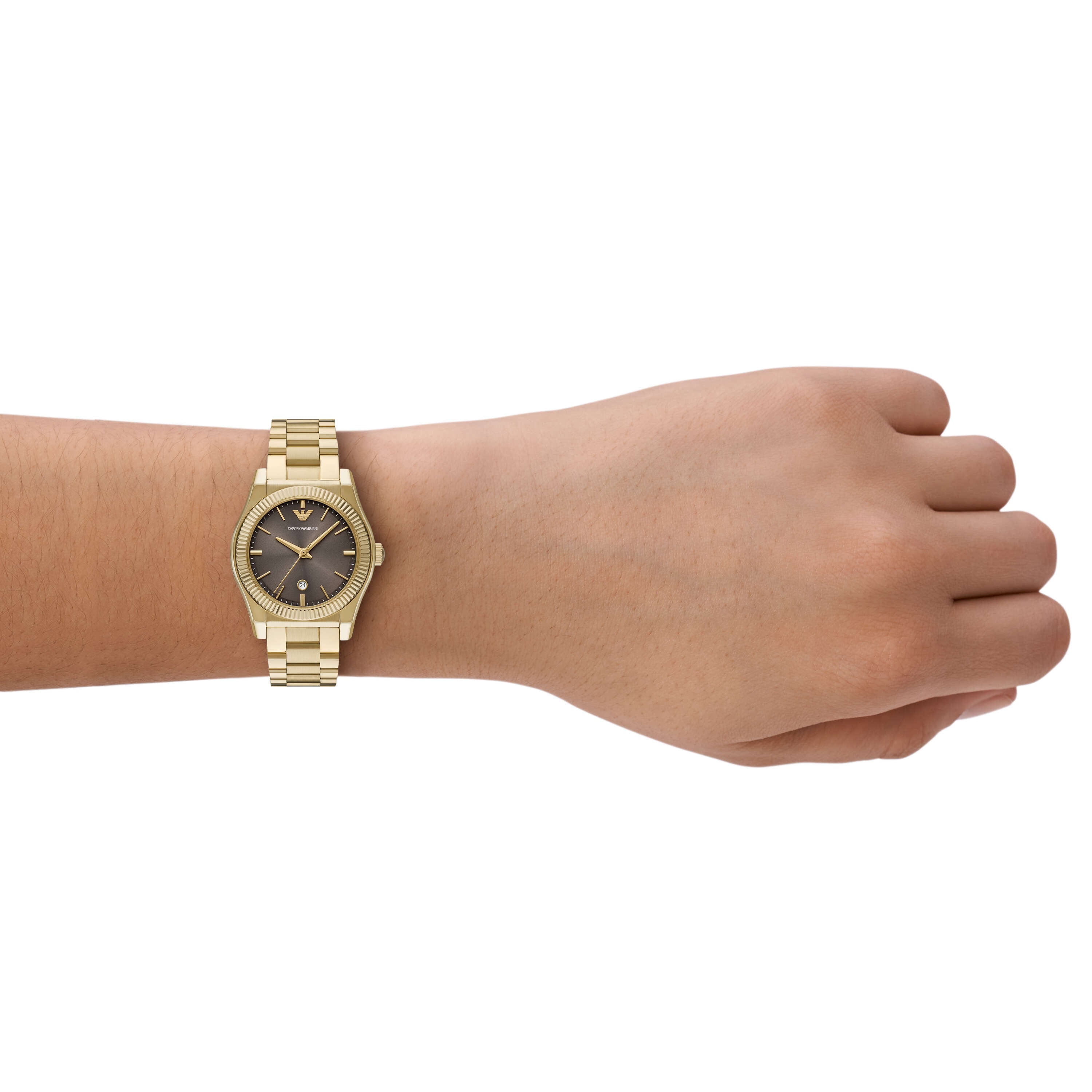 Armani Gold Tone Stainless Steel Brown Dial Watch AR11700