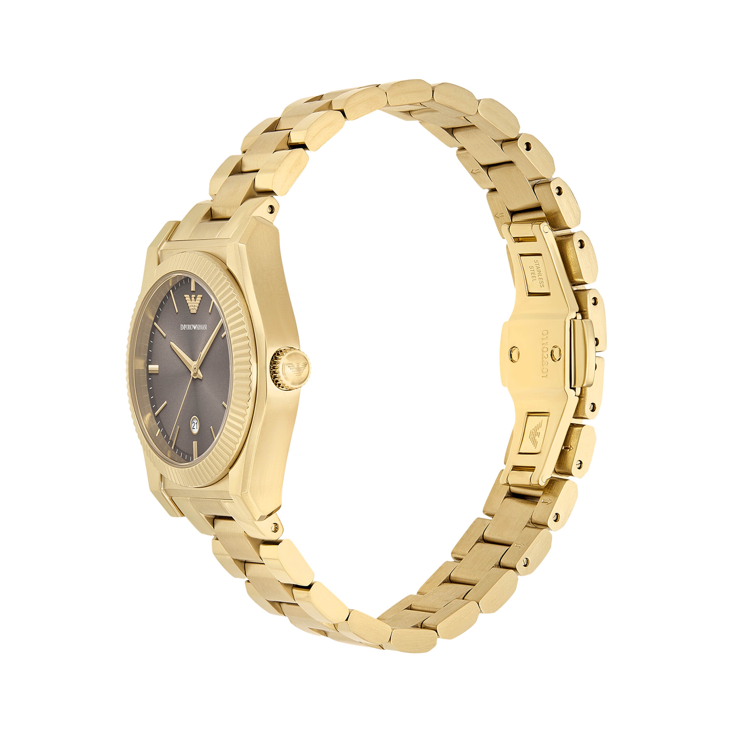 Armani Gold Tone Stainless Steel Brown Dial Watch AR11700