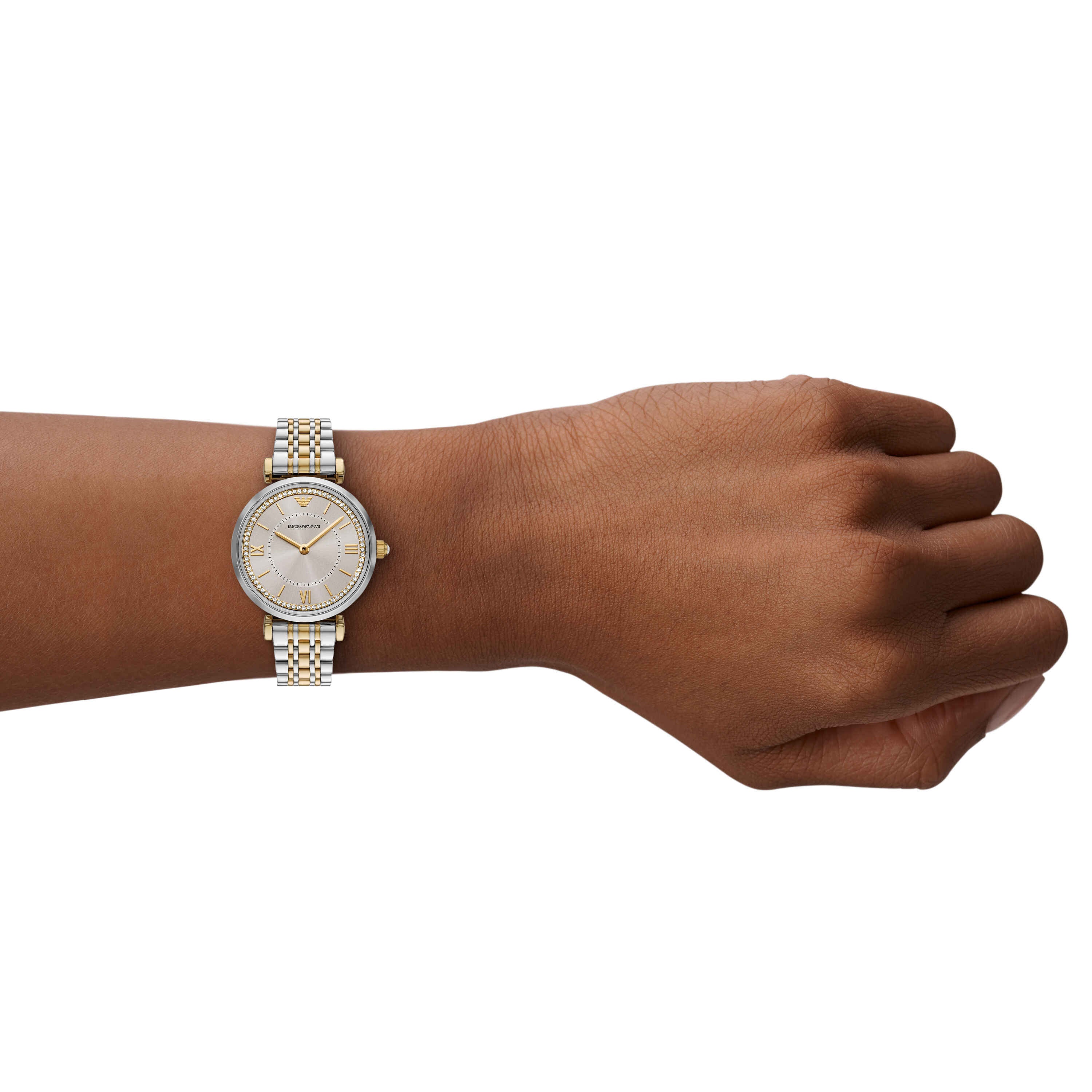 Armani Two-Tone Stainless Steel Brown Dial Watch AR11702