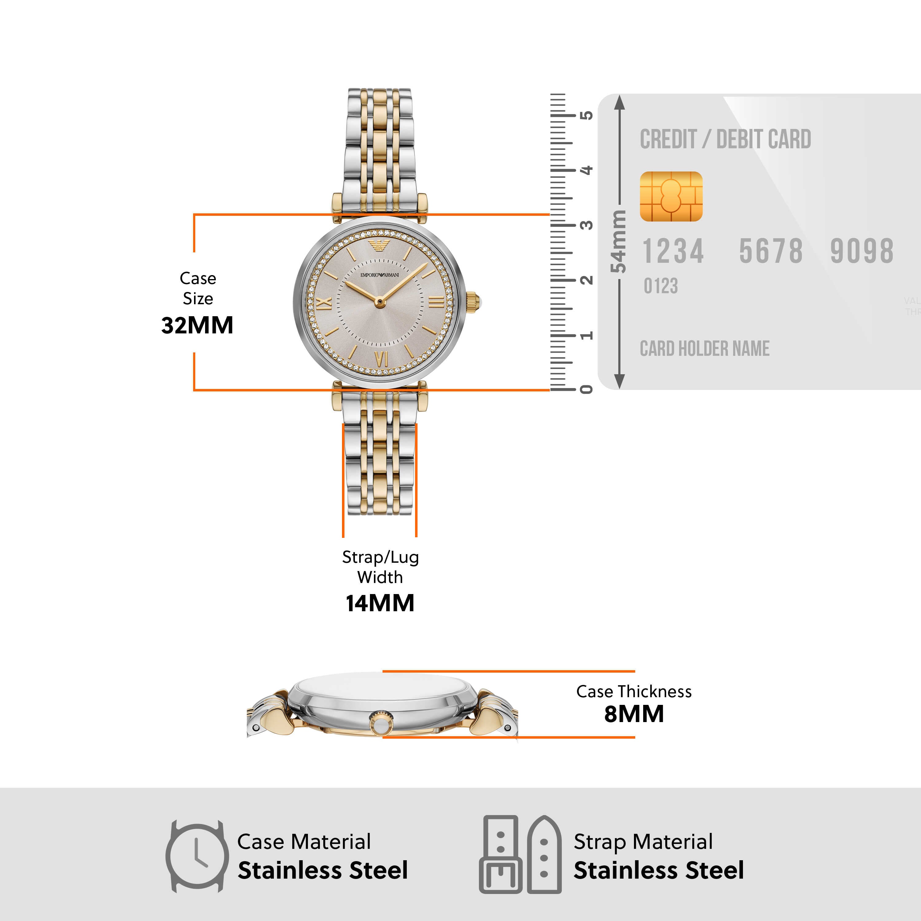 Armani Two-Tone Stainless Steel Brown Dial Watch AR11702