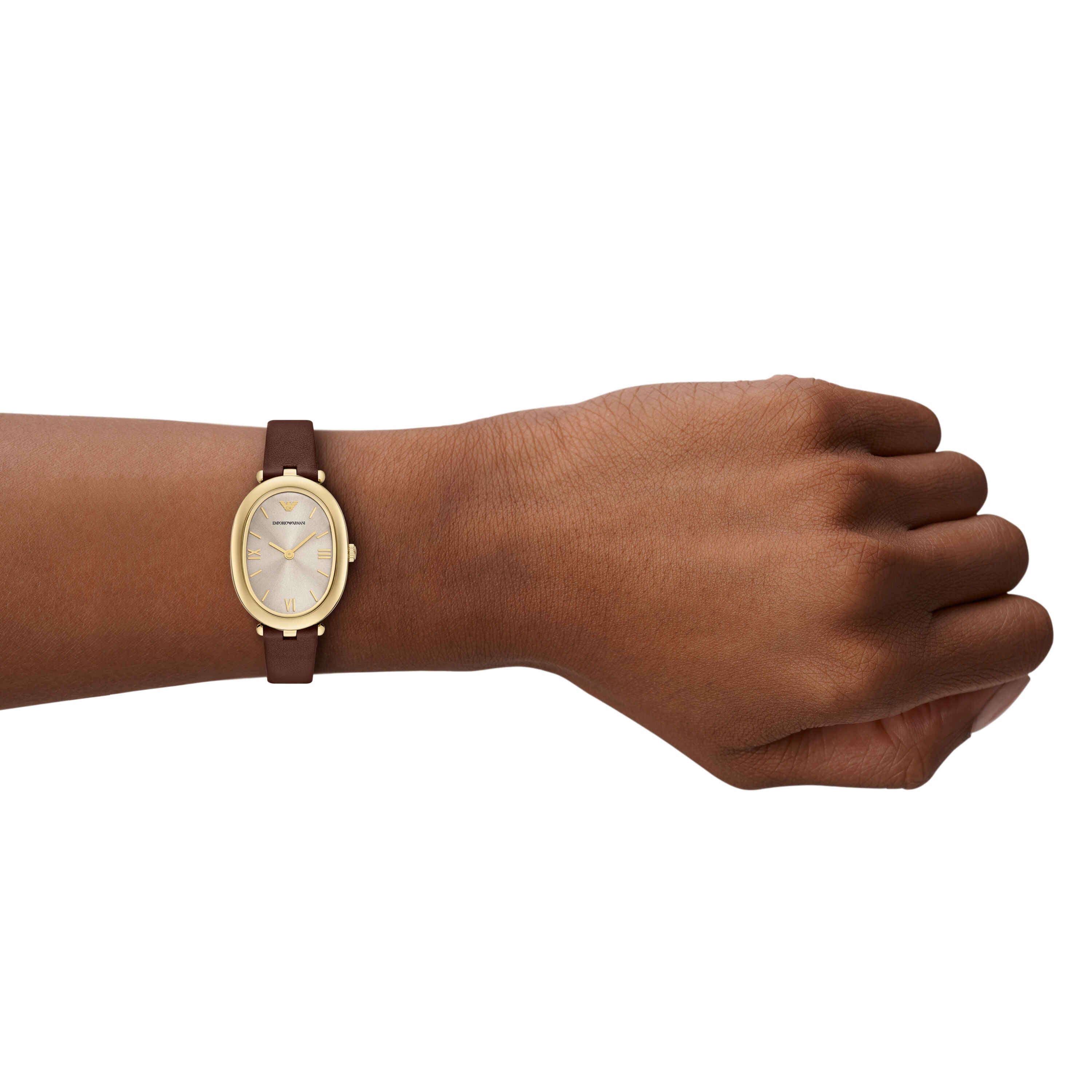 Armani Two Hand Brown Leather Grey Dial Watch AR11708