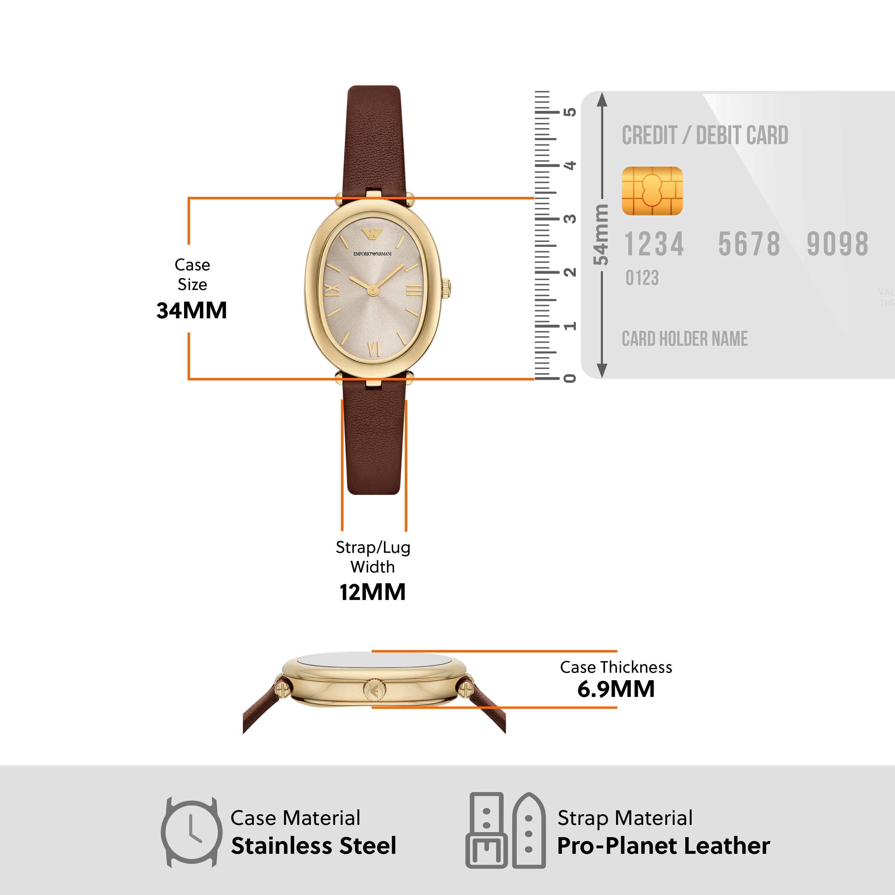Armani Two Hand Brown Leather Grey Dial Watch AR11708