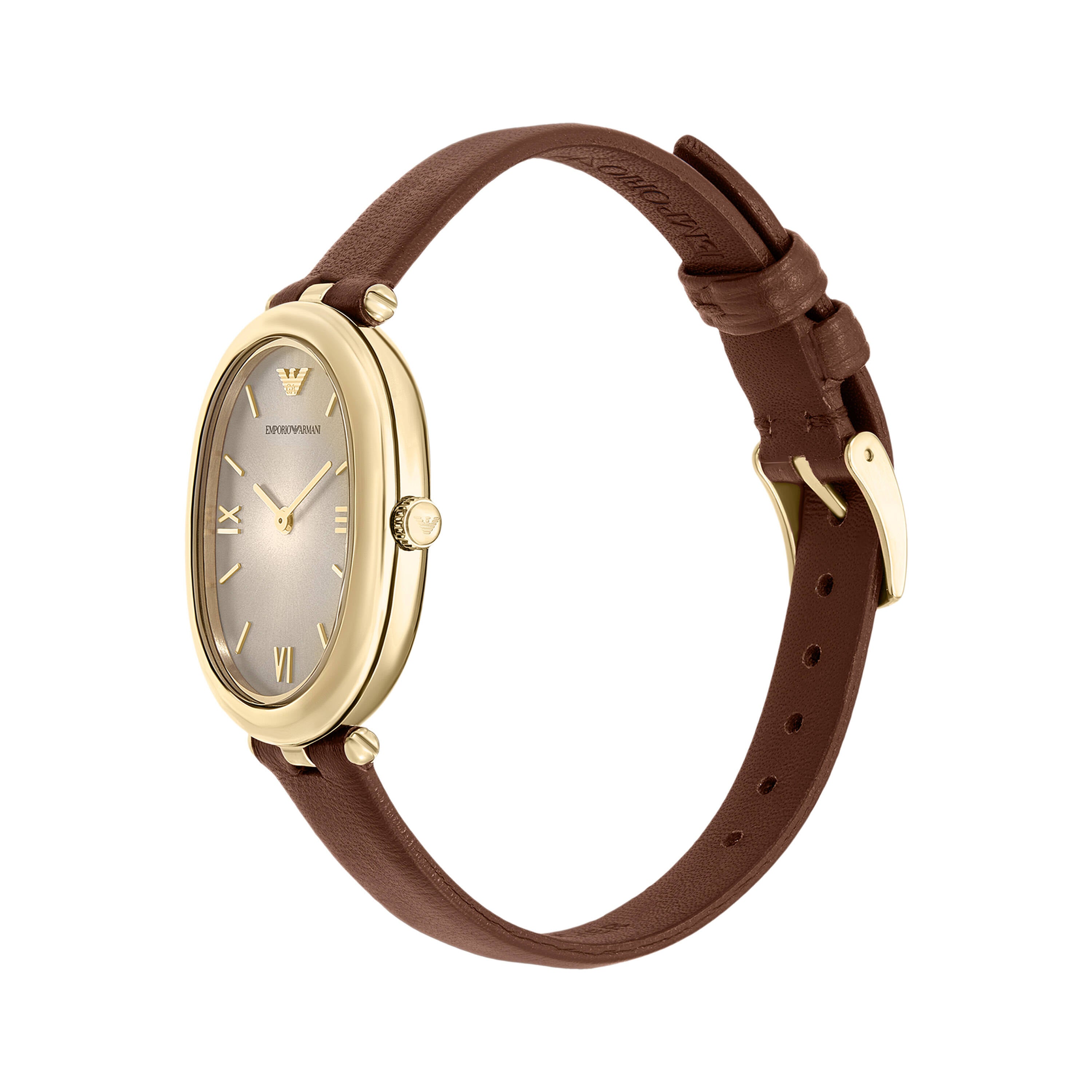 Armani Two Hand Brown Leather Grey Dial Watch AR11708