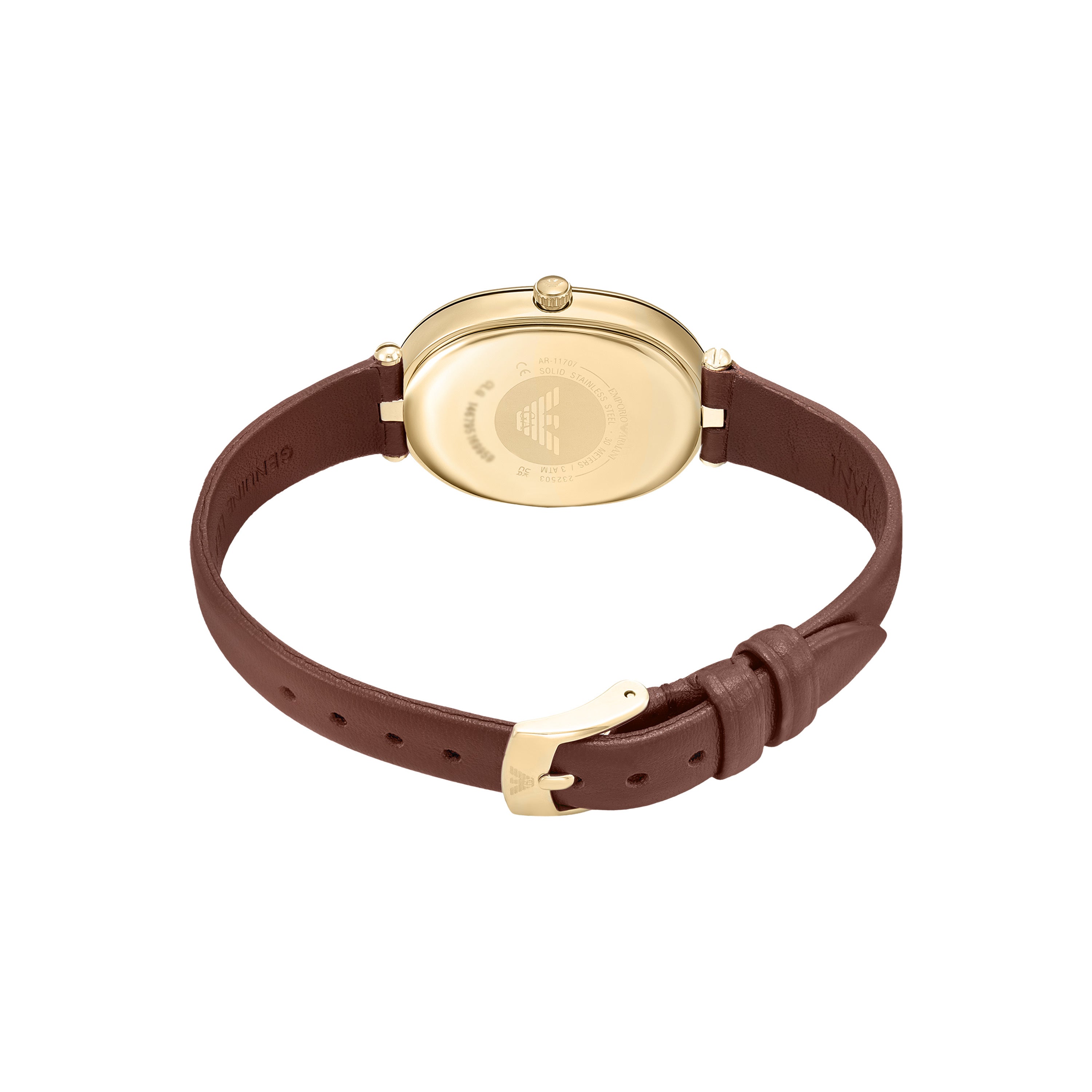 Armani Two Hand Brown Leather Grey Dial Watch AR11708