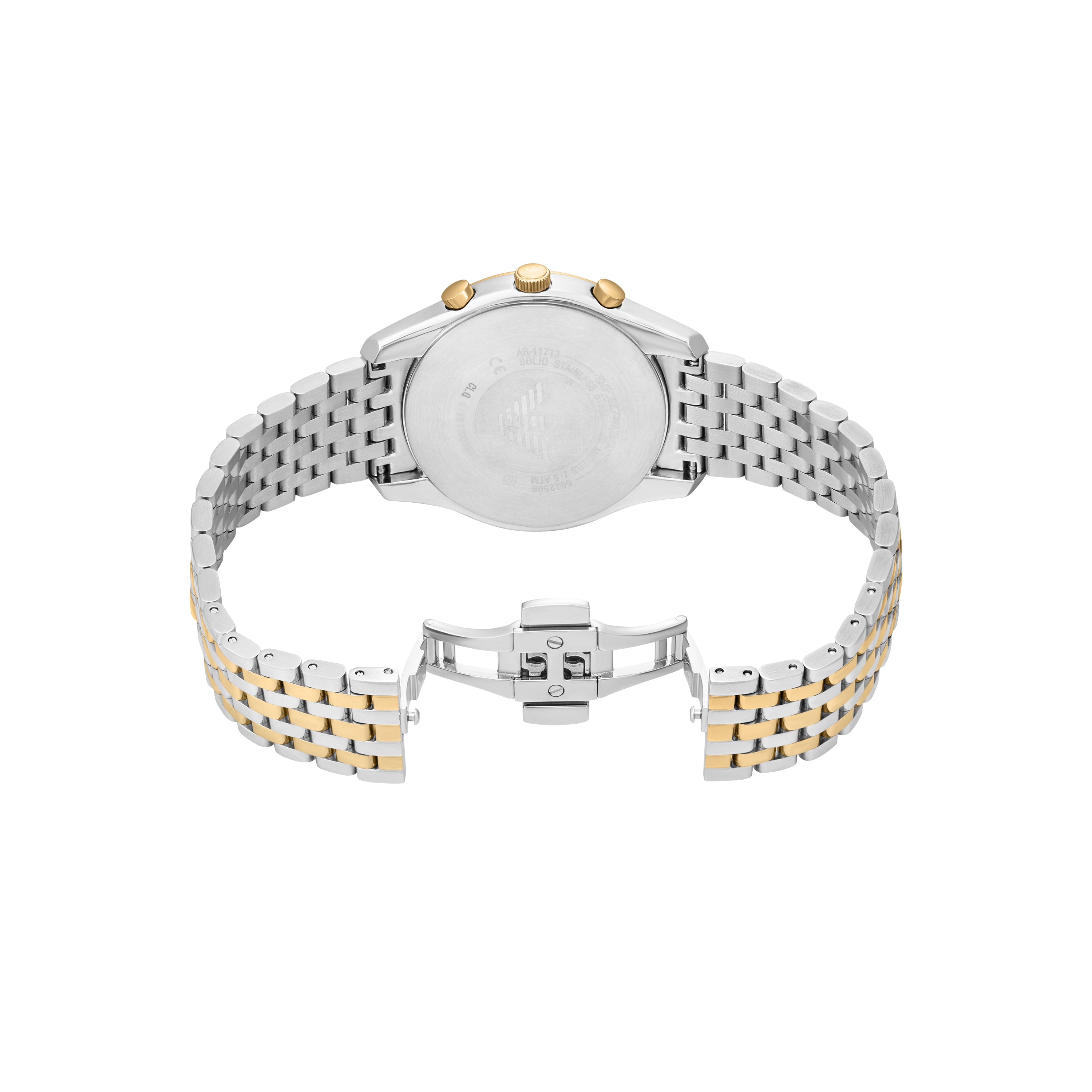 Armani Chronograph Two Tone Stainless Steel Black Dial Watch AR11713