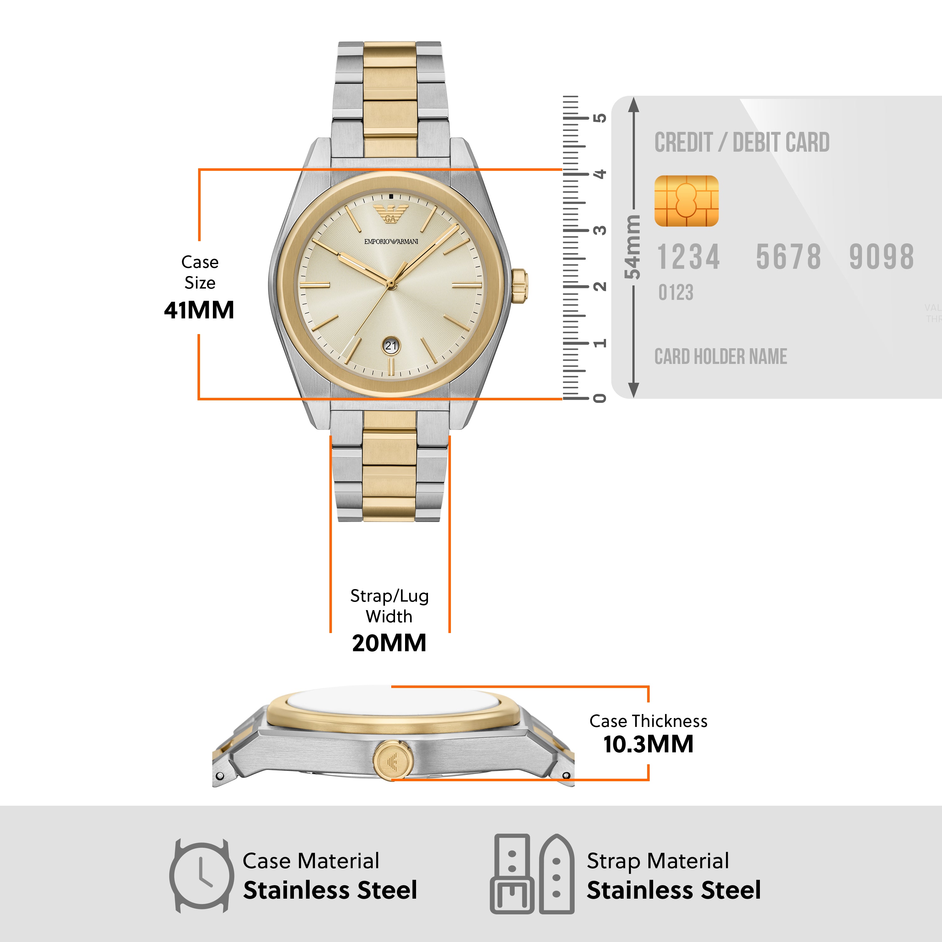 Emporio Armani Three Hand Two Tone Stainless Steel Watch AR11716