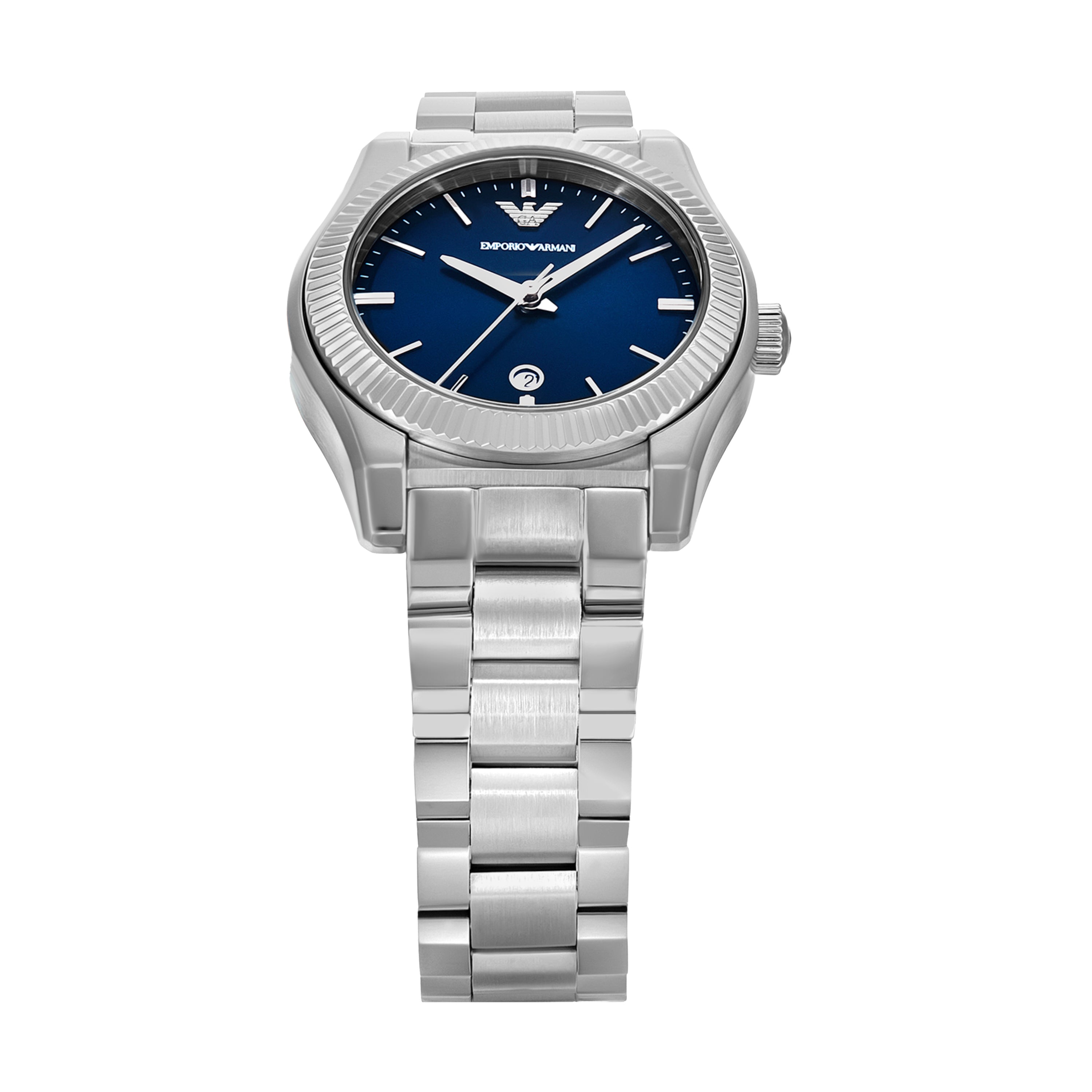 Emporio Armani Blue Dial Silver Stainless Steel Watch AR11717