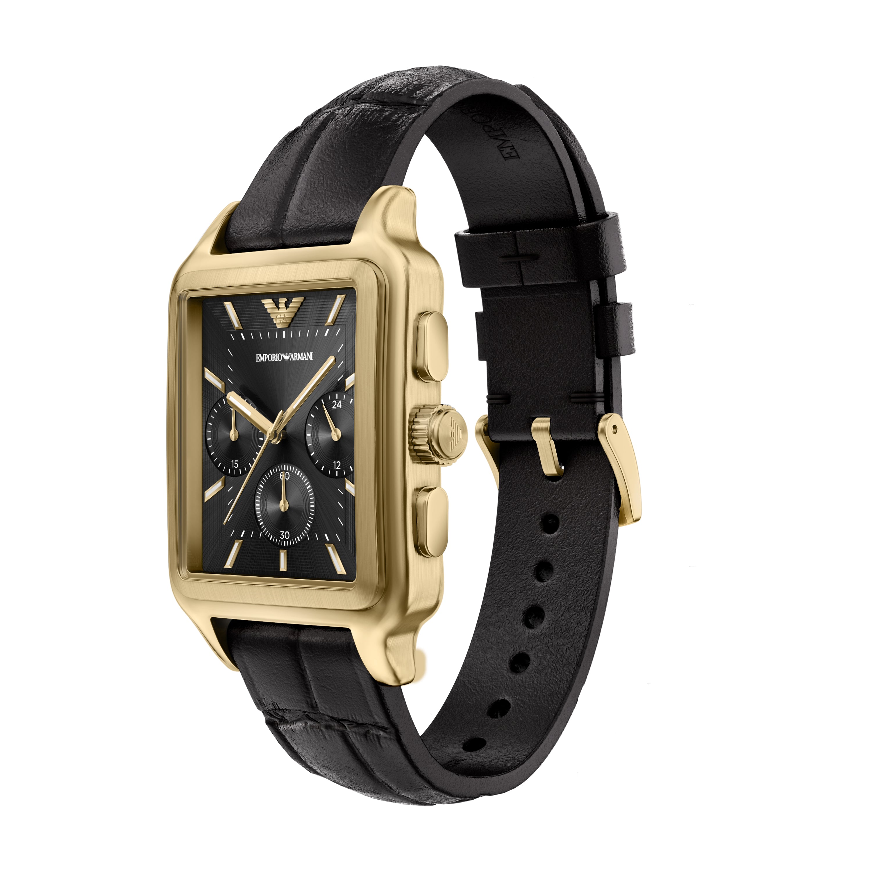 Emporio Armani Black Dial Leather Strap 38mm Men's Watch AR11753