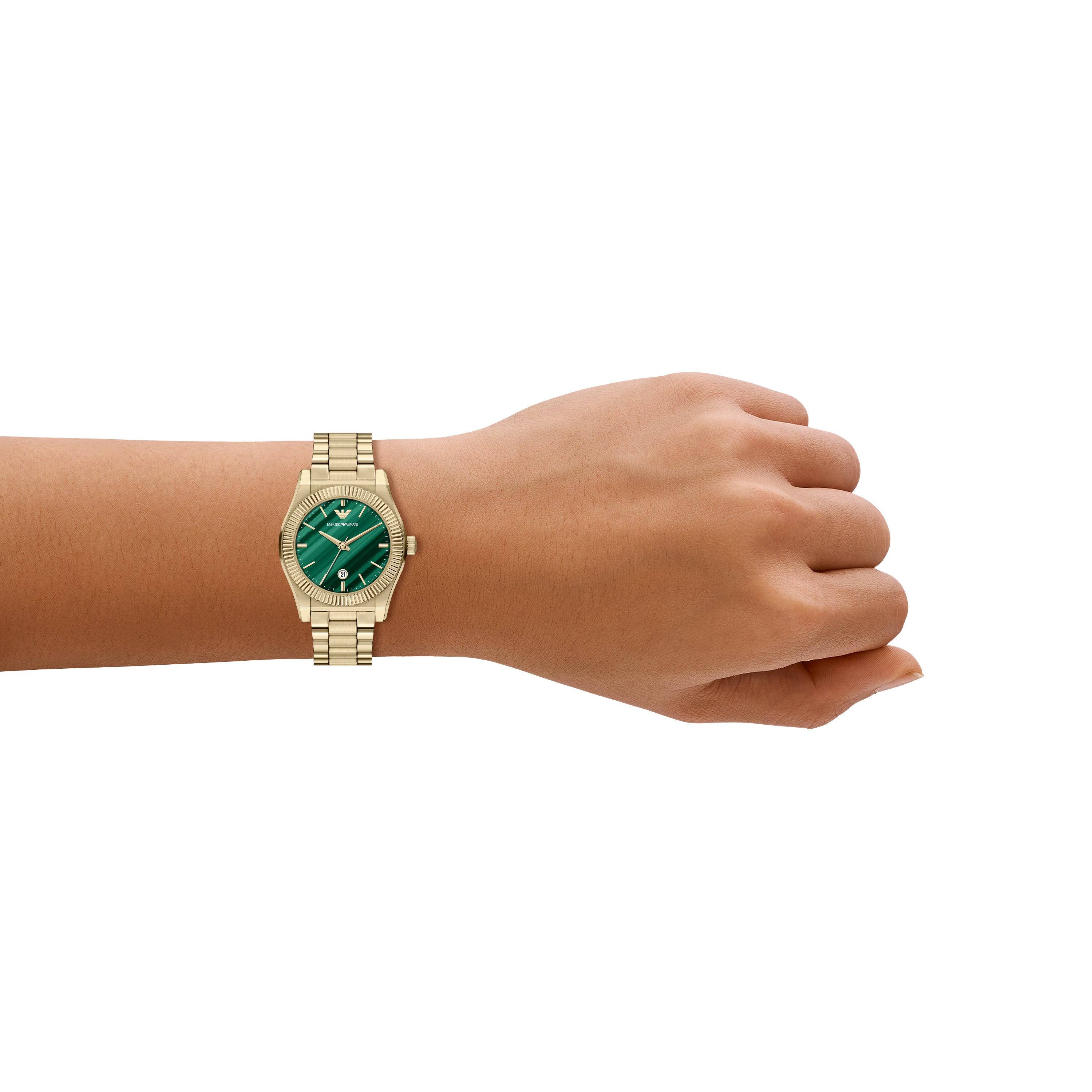 Emporio Armani Green Dial Gold Tone Stainless Steel Women's Watch AR11761