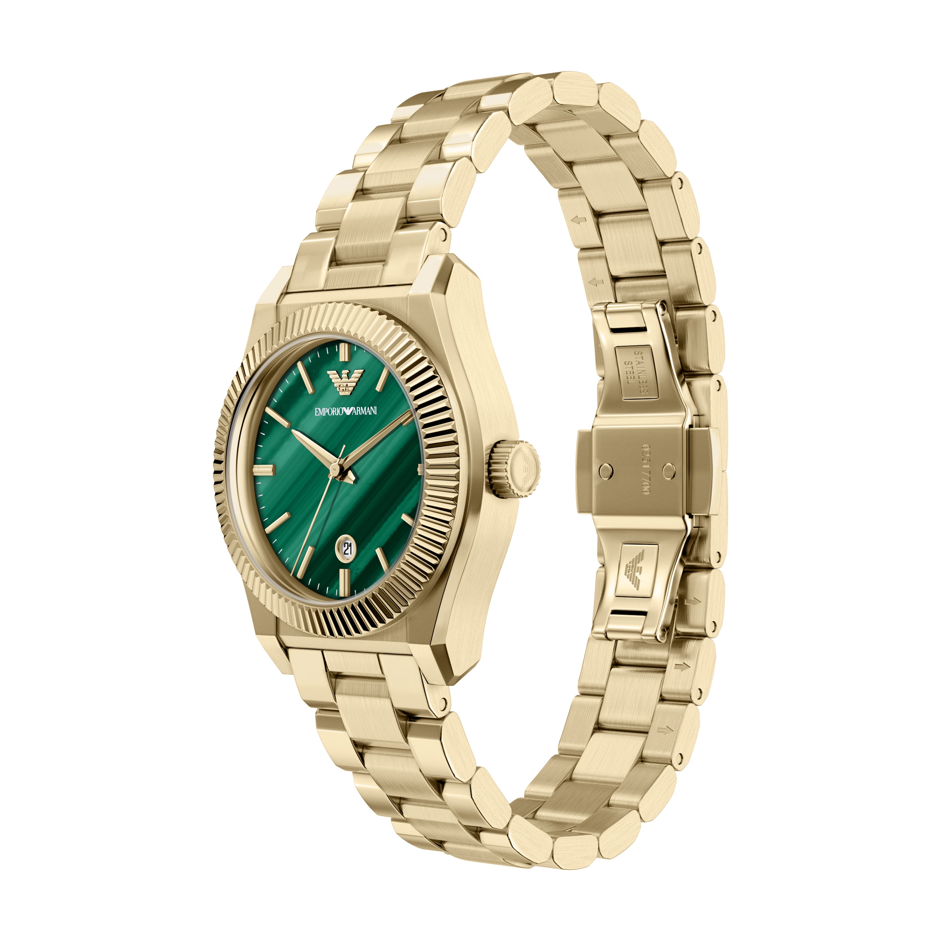 Emporio Armani Green Dial Gold Tone Stainless Steel Women's Watch AR11761