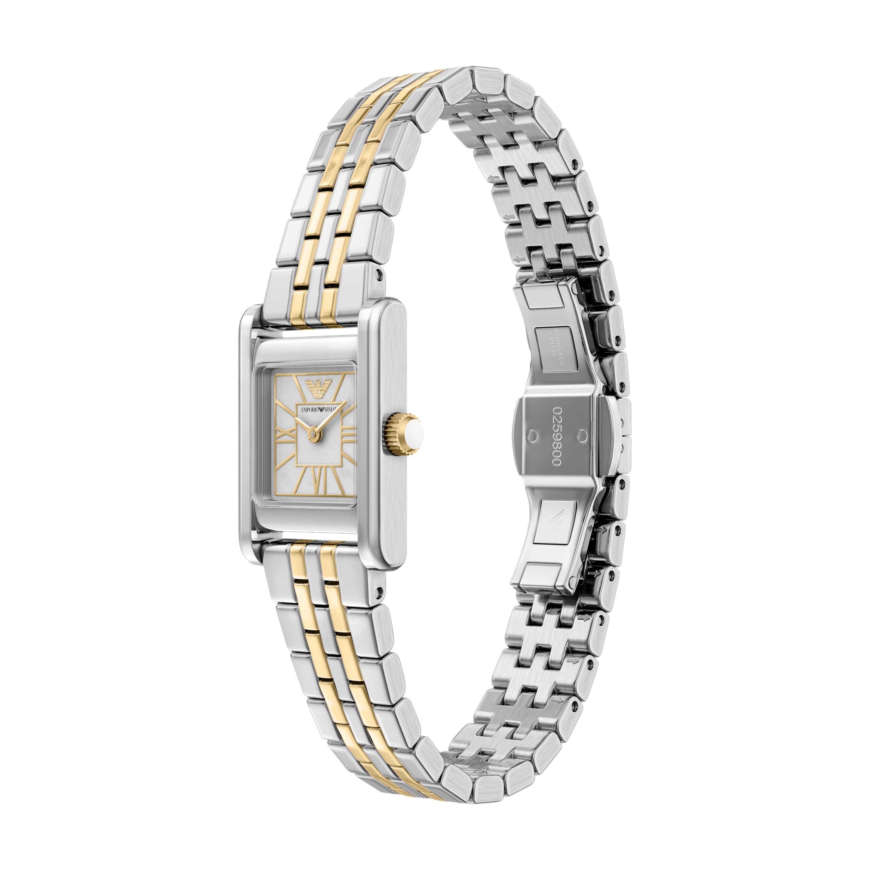 Emporio Armani Two Tone 26mm White Dial Women's Watch AR11763