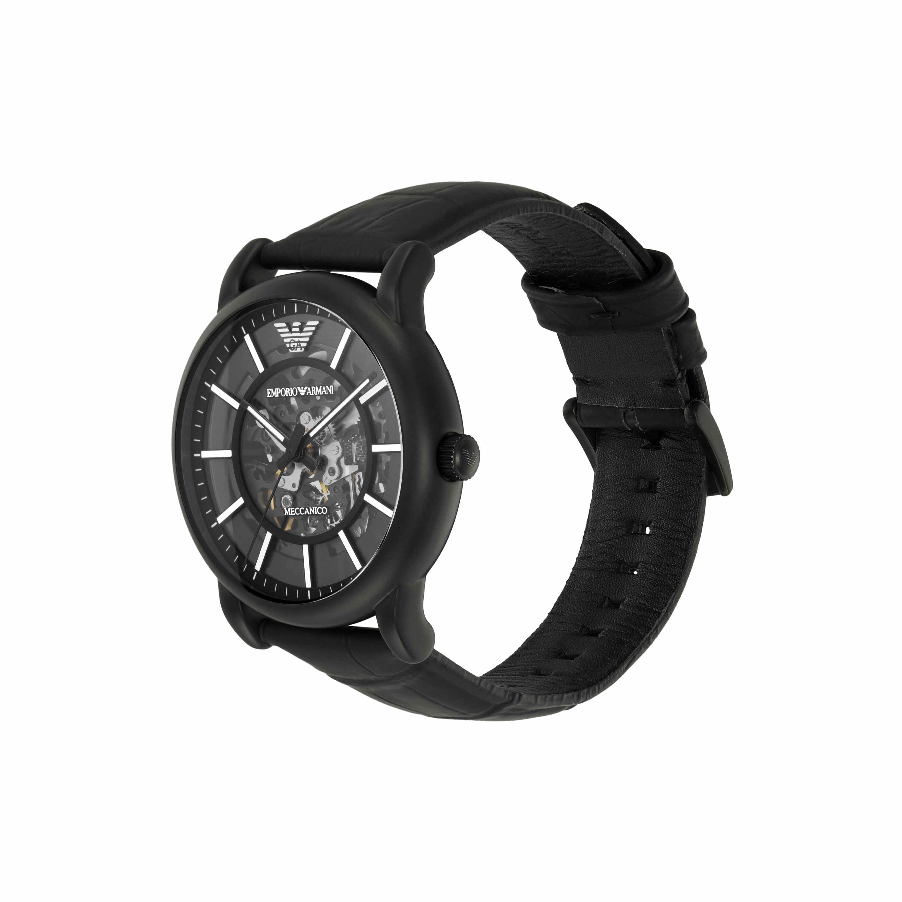 Armani Automatic Black Leather Black Dial Watch AR60008
