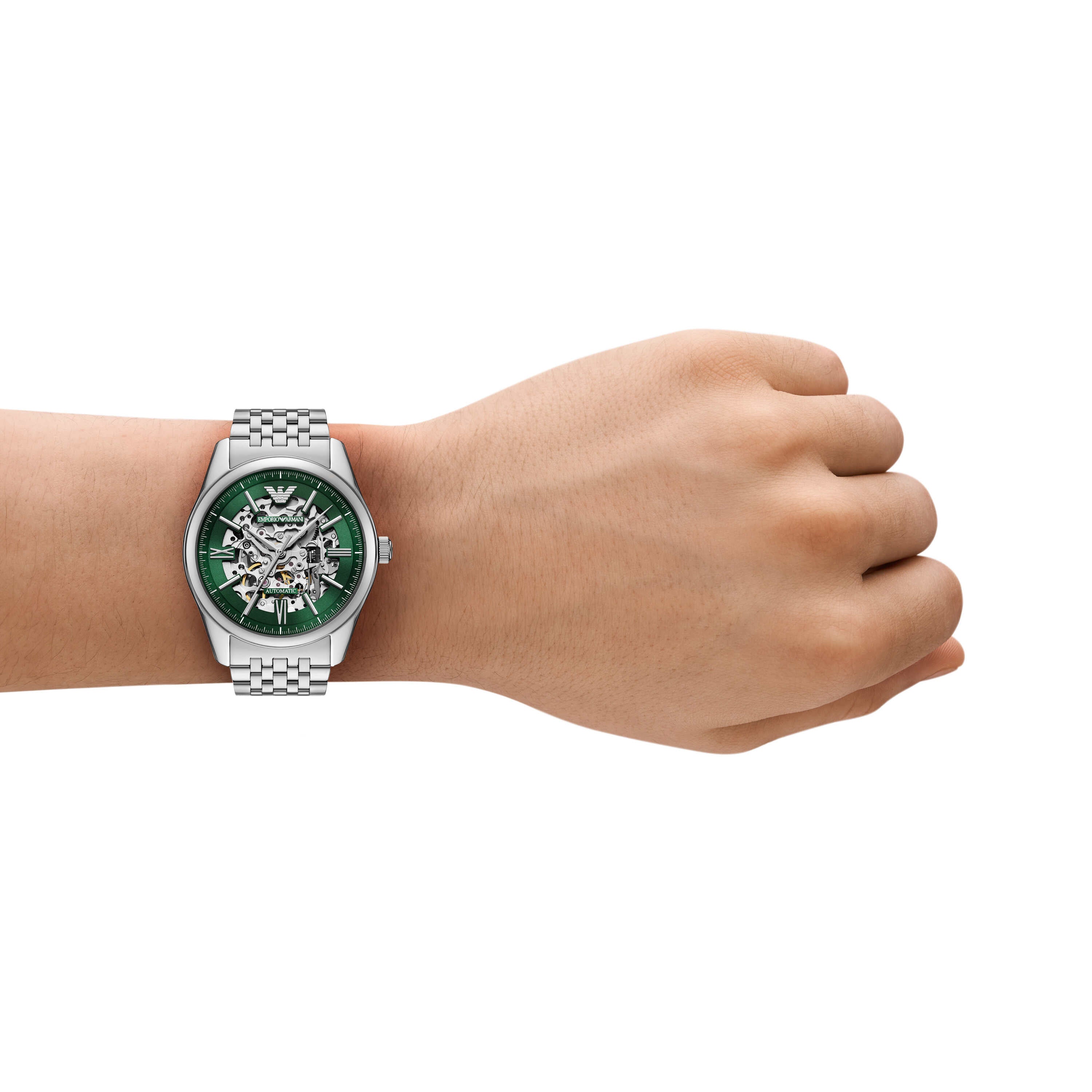 Armani Automatic Stainless Steel Green Dial Watch AR60091