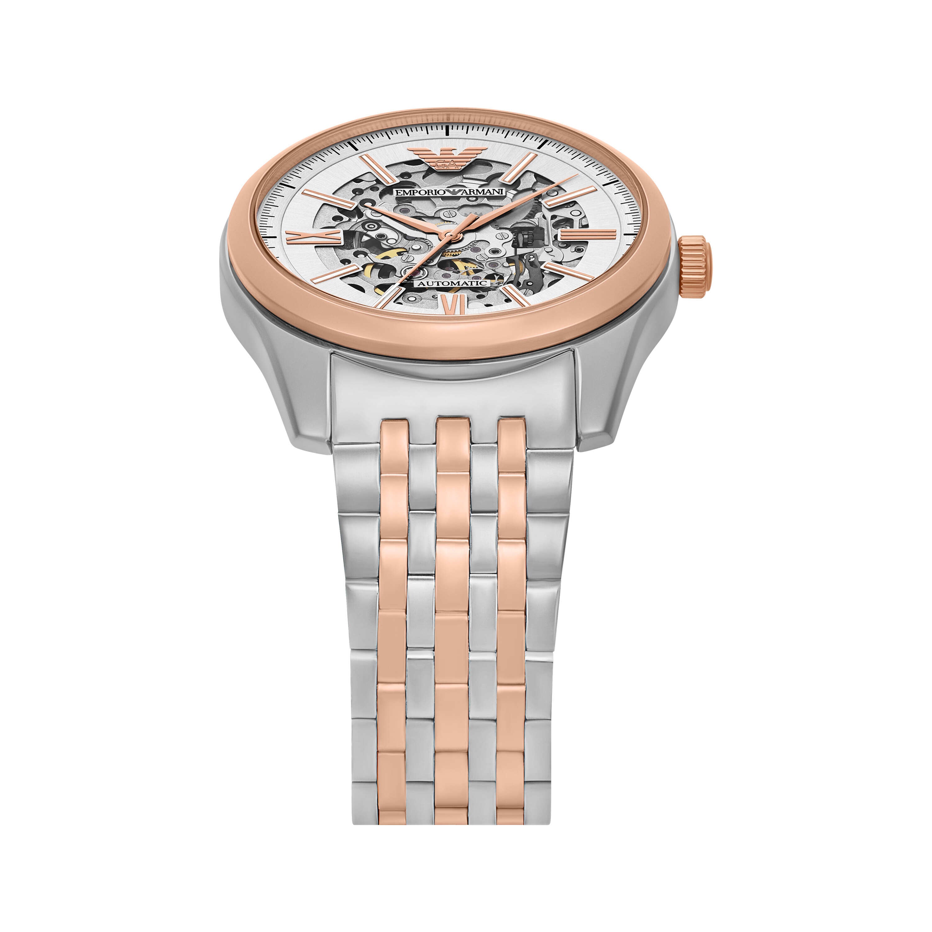 Armani Automatic Two Tone Stainless Steel Silver Dial Watch AR60092