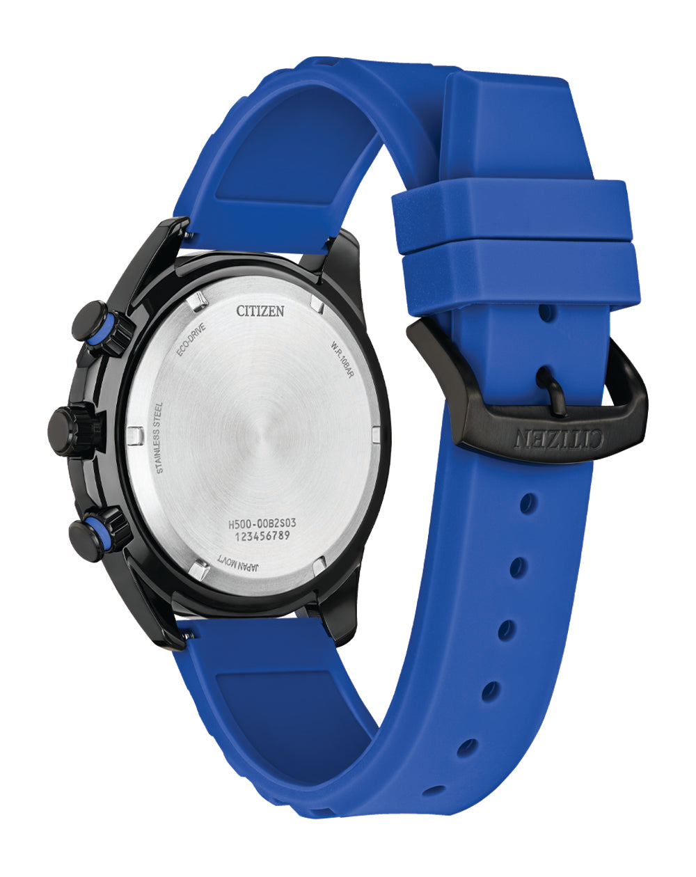 Citizen Eco-Drive Black Dial Blue Rubber Watch AT2586-05E