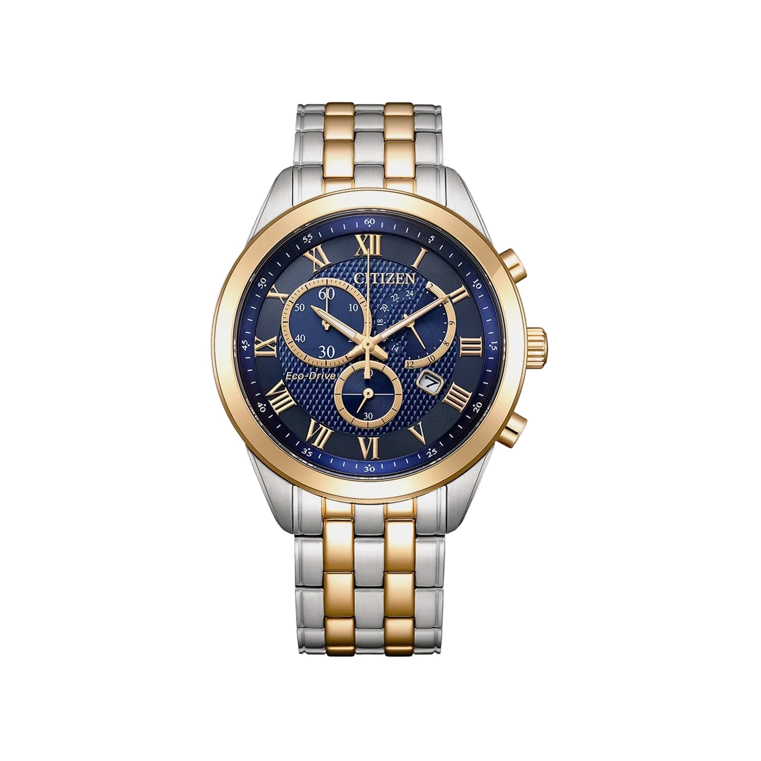 Citizen Eco-Drive AT2606-51L blue dial chronograph front