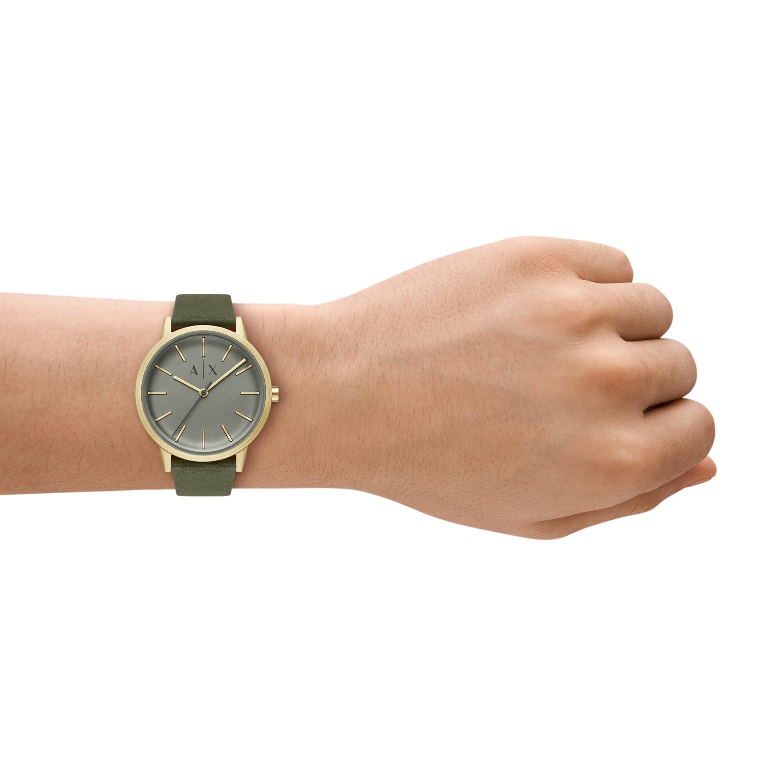 Armani Exchange Analogue Green Leather Strap Watch AX2765