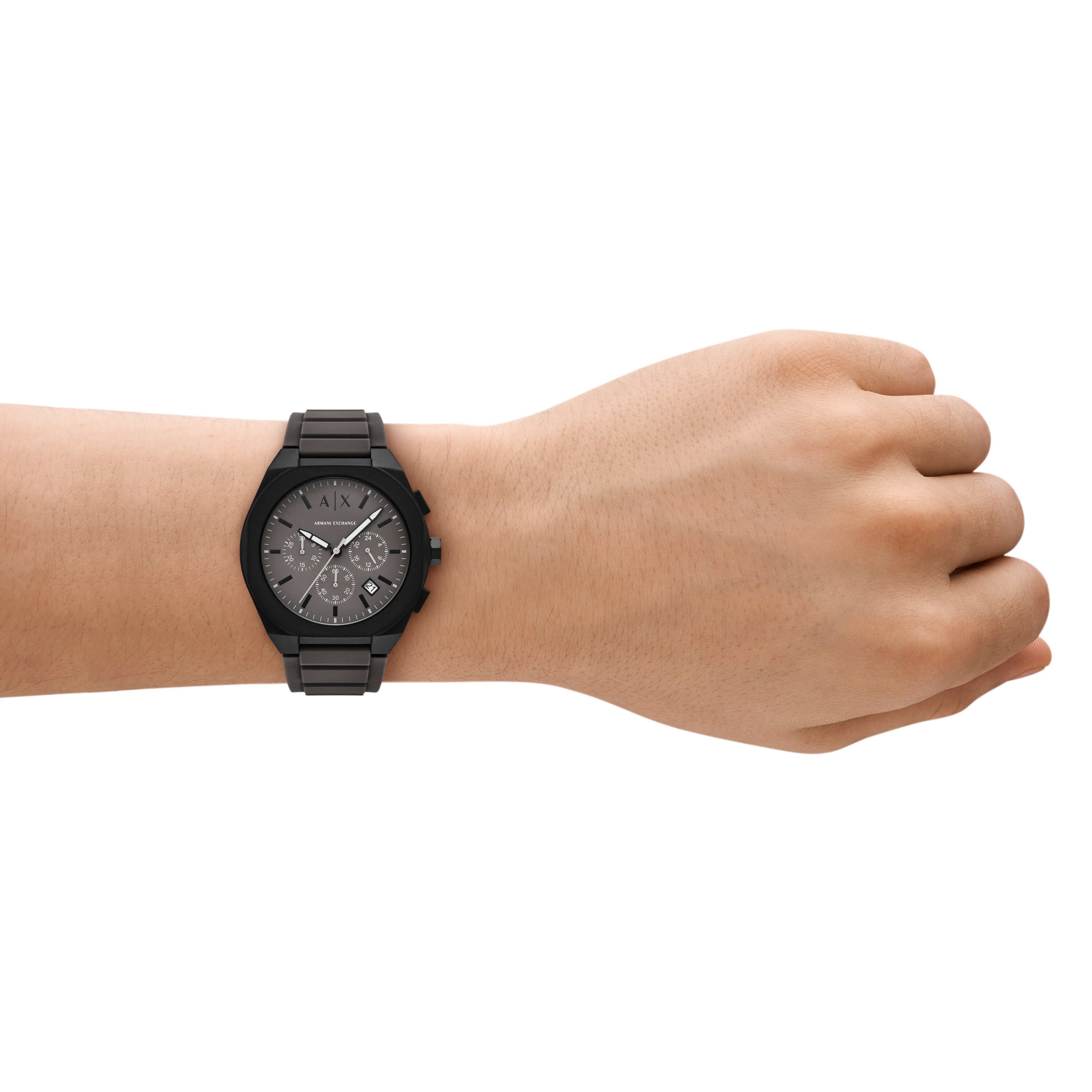 Armani Exchange Sync Chronograph Grey Dial and Rubber Band Men's Watch AX4191