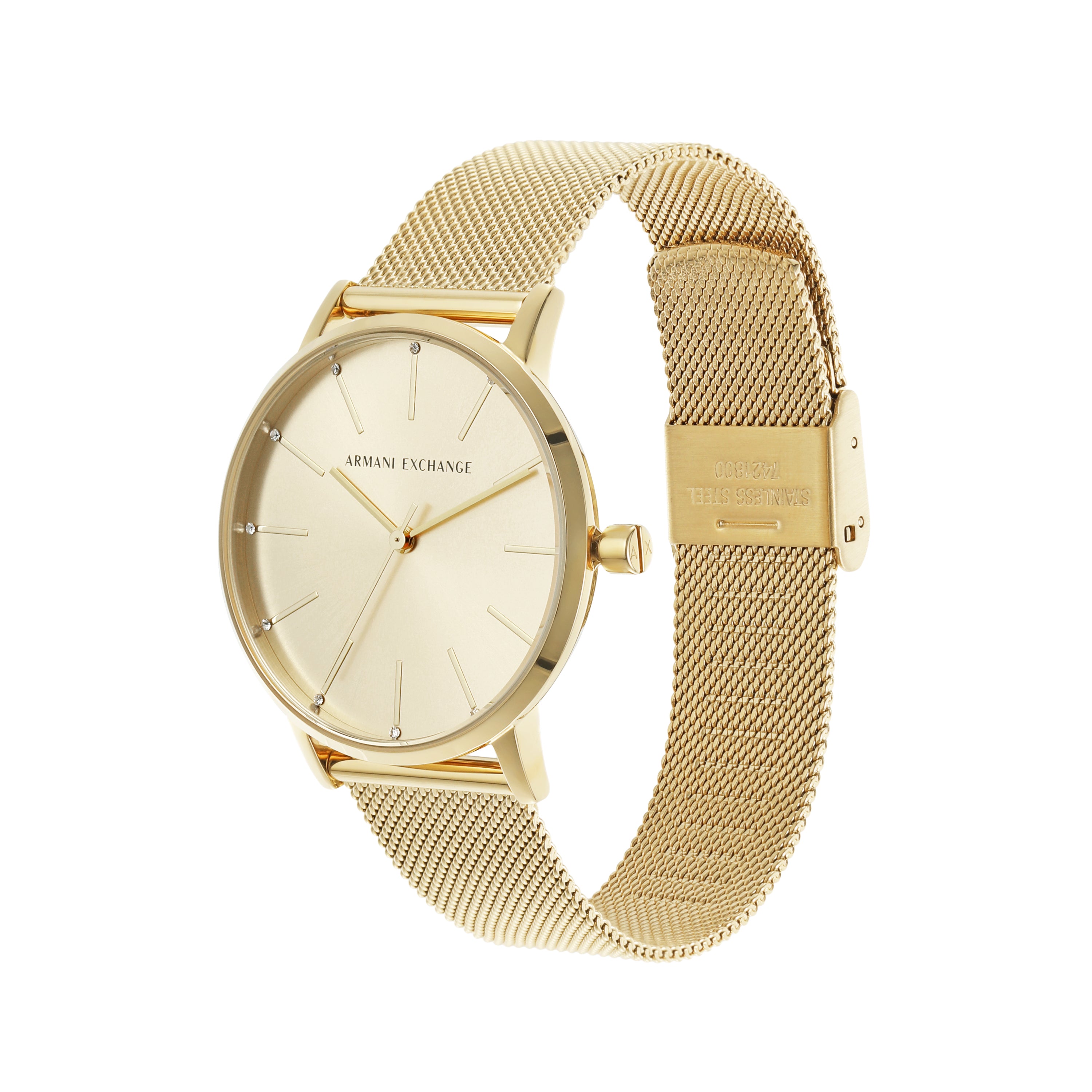 Armani Exchange Lola Gold Mesh Stainless Steel Womens Watch 36mm