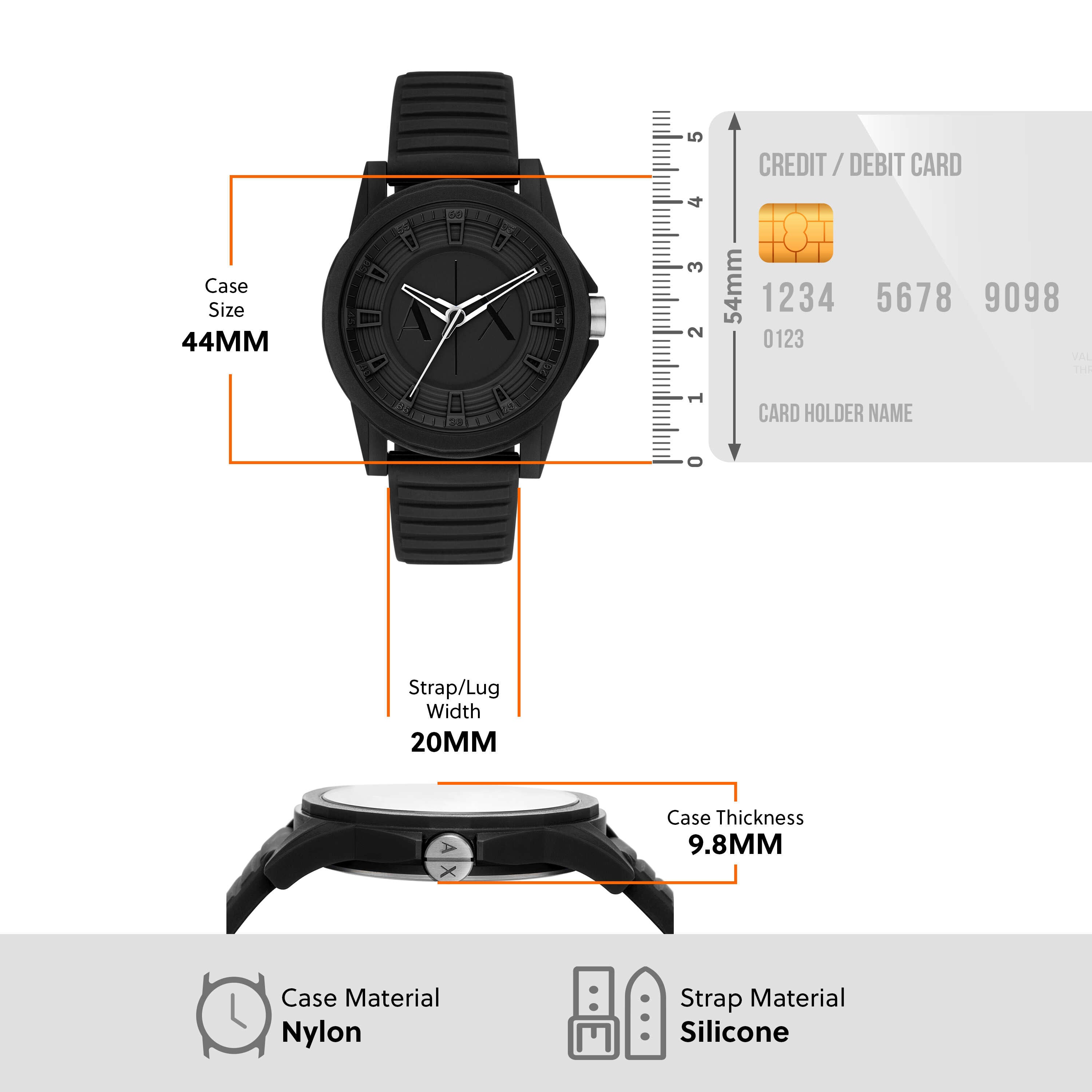 Armani Exchange Black Silicone Watch and Bracelet Set AX7159SET