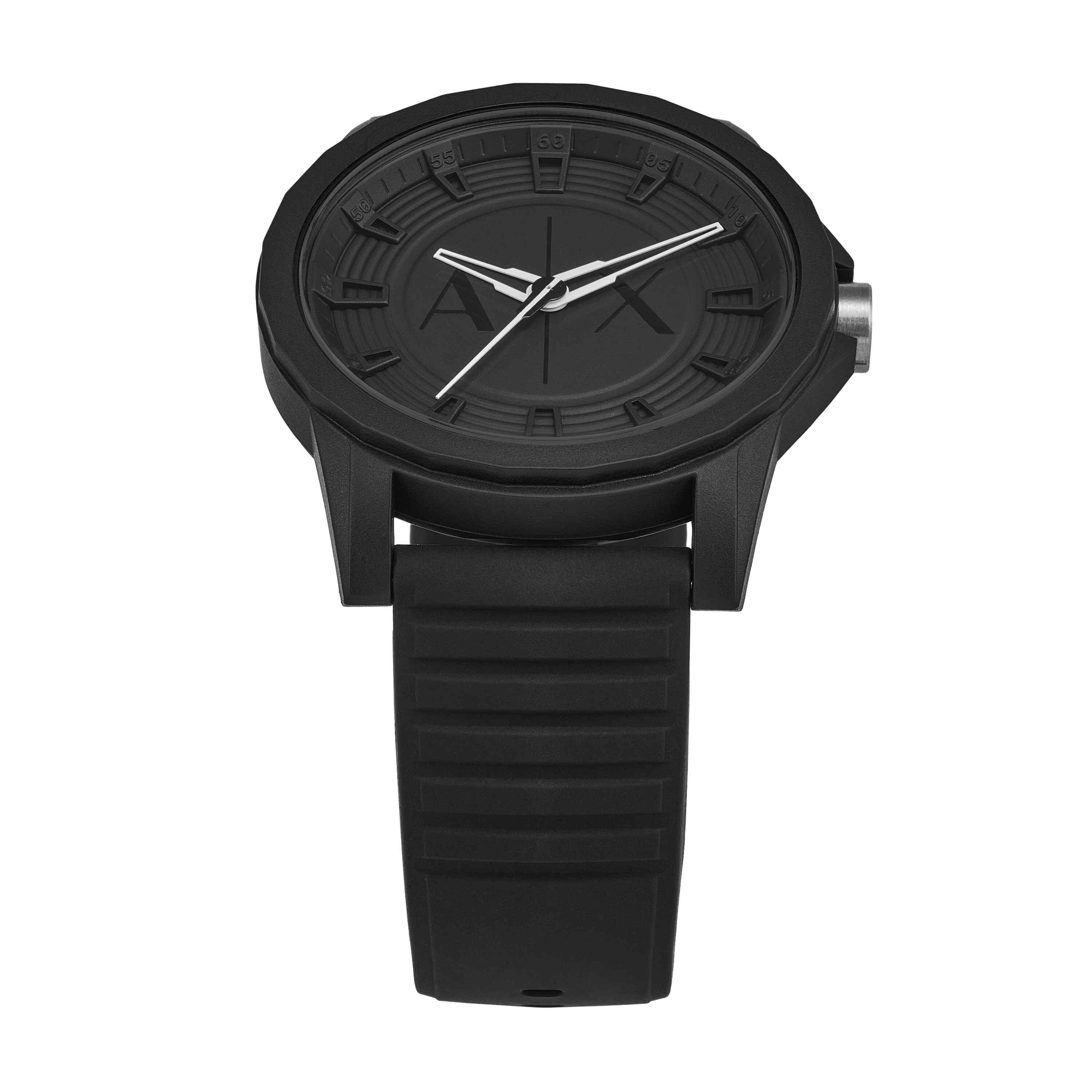 Armani Exchange Black Silicone Watch and Bracelet Set AX7159SET