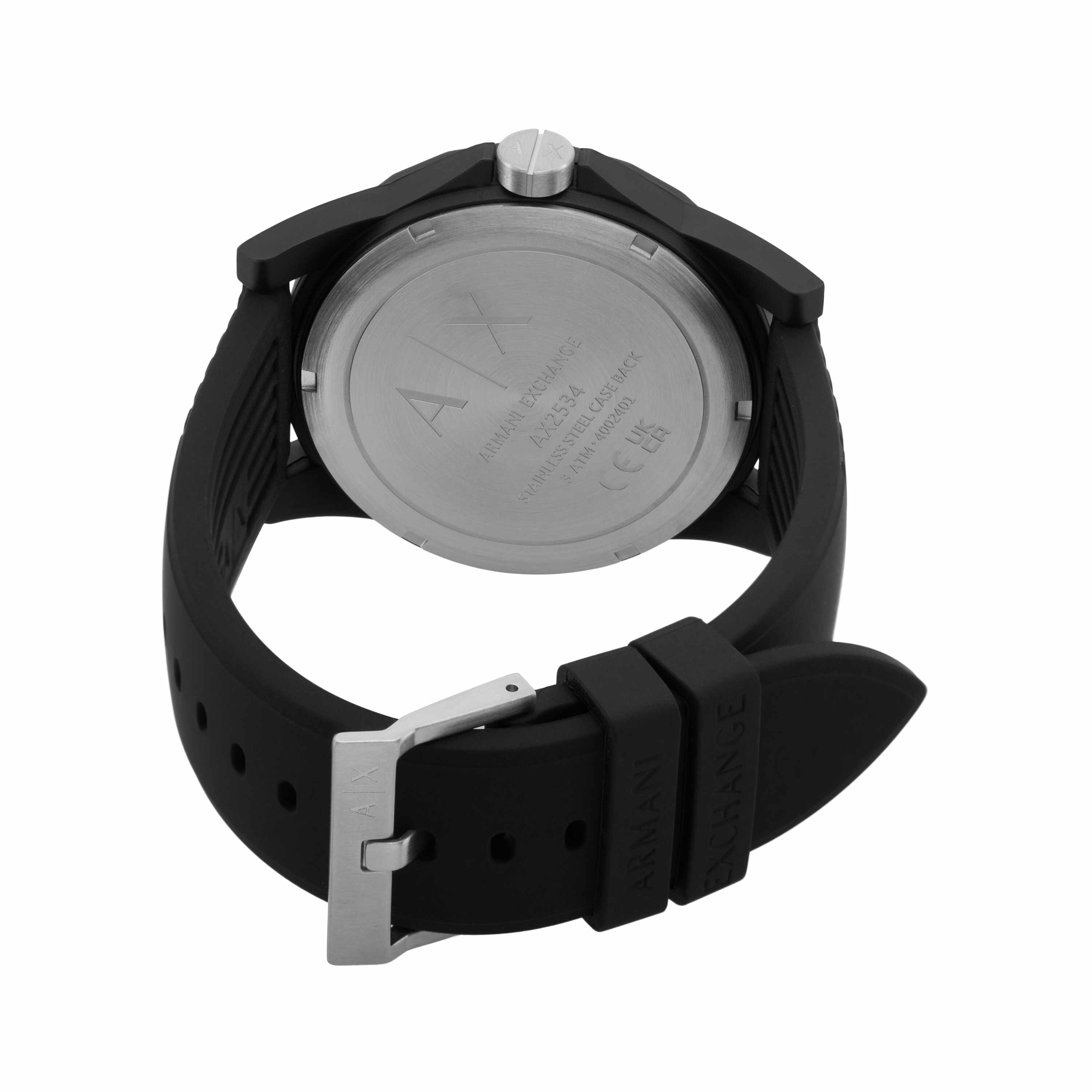 Armani Exchange Black Silicone Watch and Bracelet Set AX7159SET