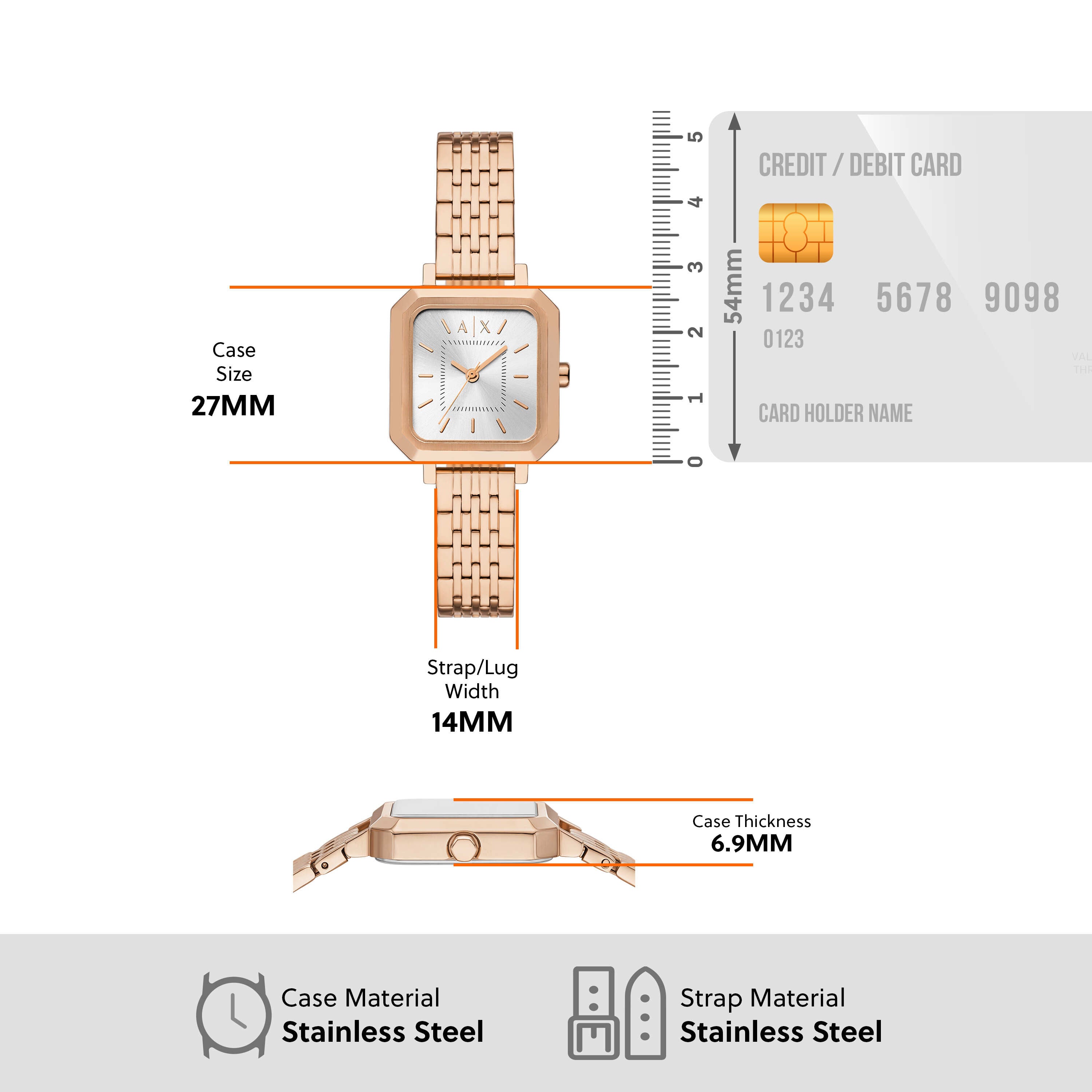 Armani Rose Gold Tone Stainless Steel Watch and Bracelet Set AX7164SET