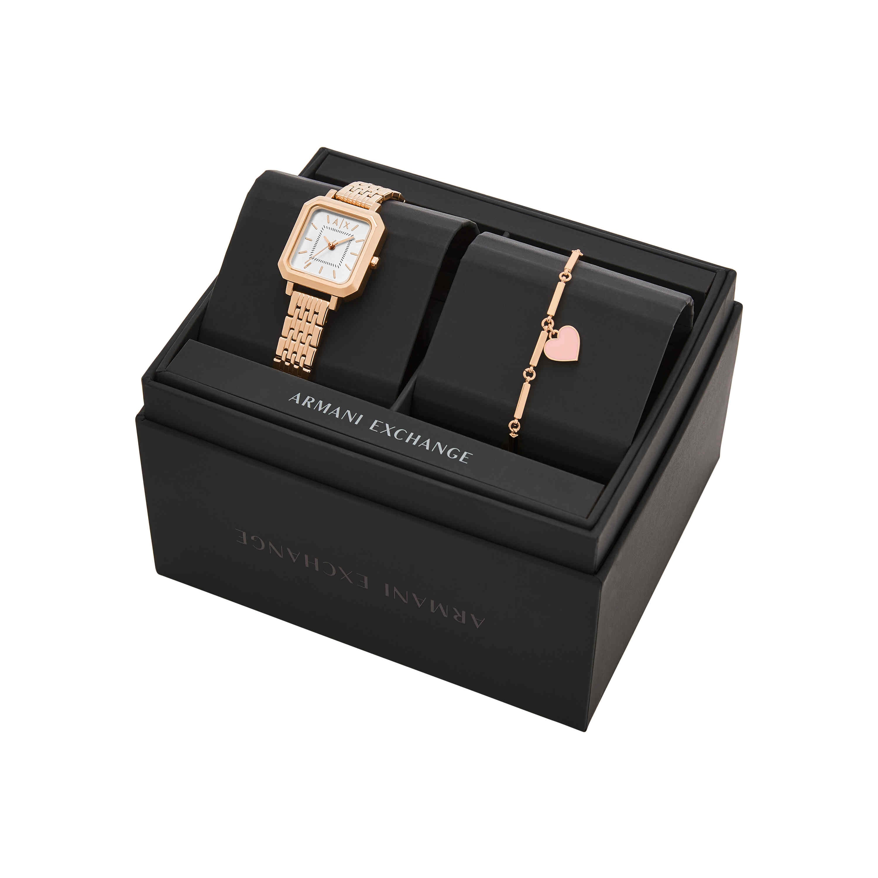 Armani Rose Gold Tone Stainless Steel Watch and Bracelet Set AX7164SET