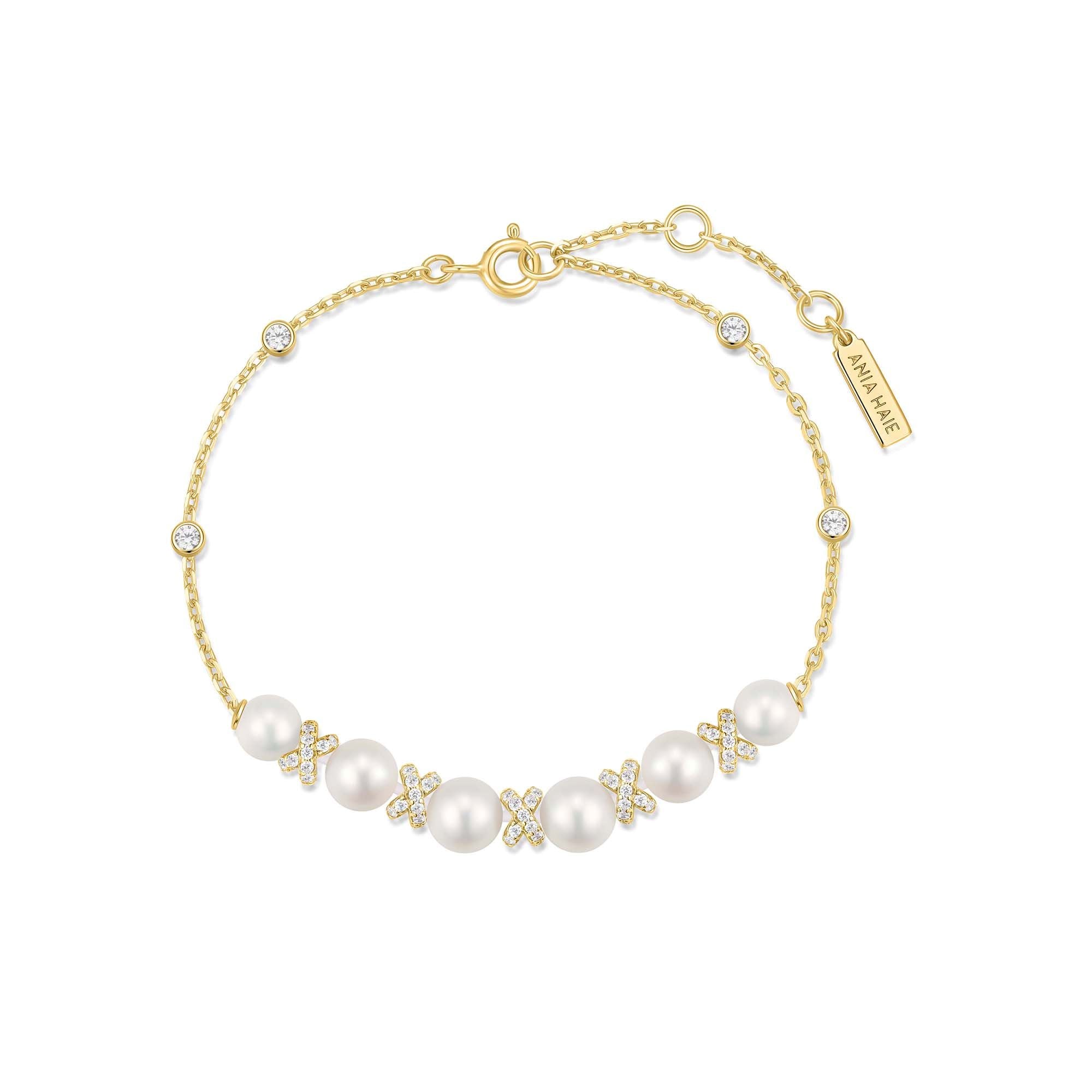 Ania Haie Gold Braided Pearl Bracelet Elegant Affordable Jewelry