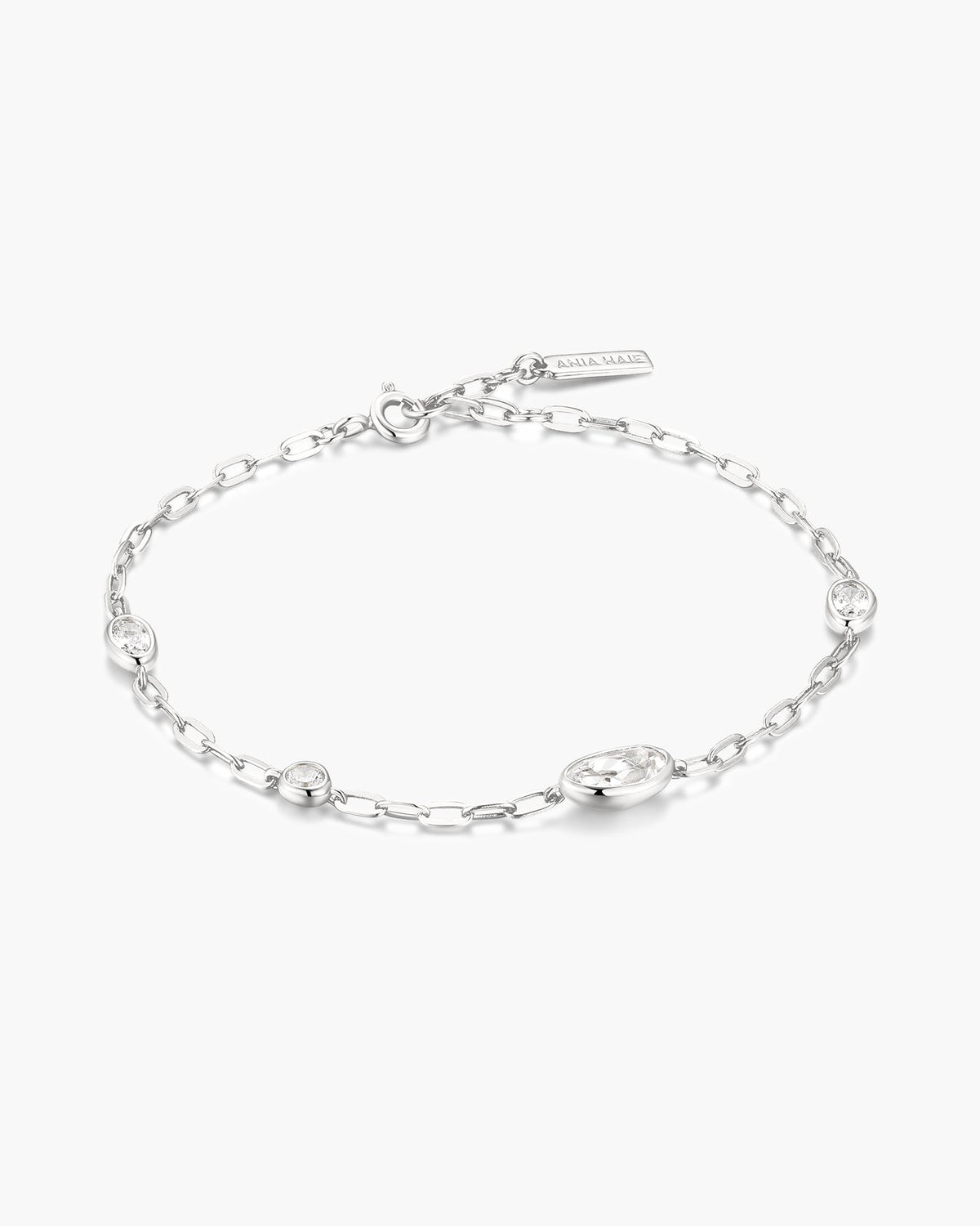 Ania Haie Silver Bezel Organic Dome Pebble Station Bracelet B076-08H B076-08H front packshot
