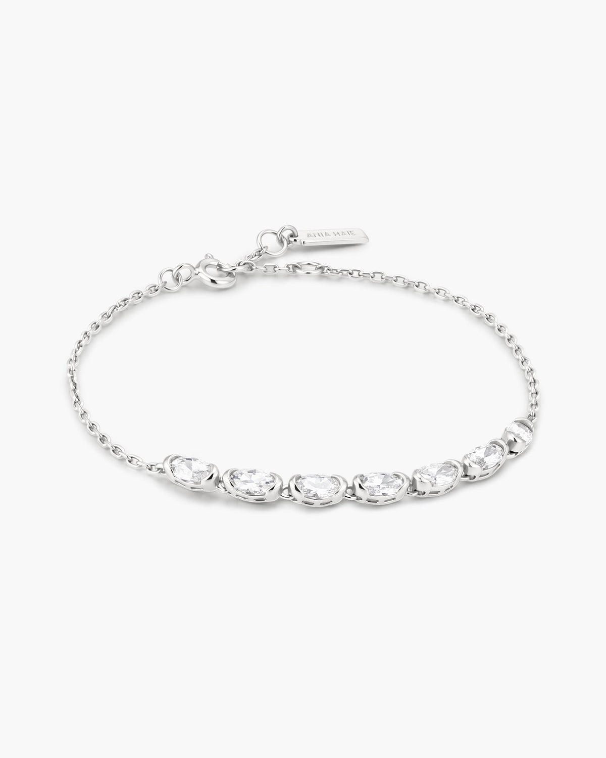 Ania Haie Silver Half-Bezel Oval Half-Tennis Bracelet B076-10H B076-10H front packshot