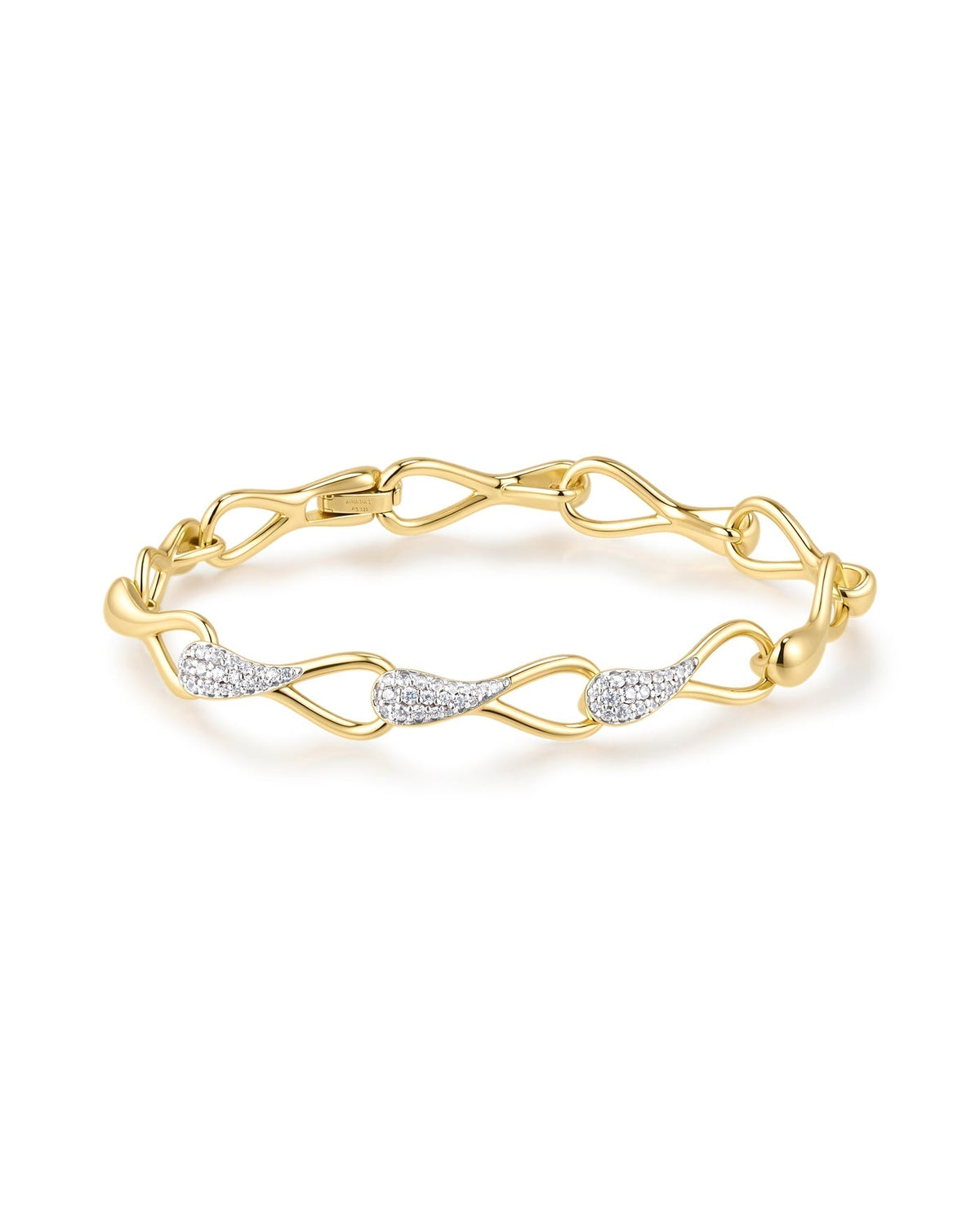 Ania Haie Gold Pave Sculptural Interlocked Link Bracelet B078-03G B078-03G front packshot