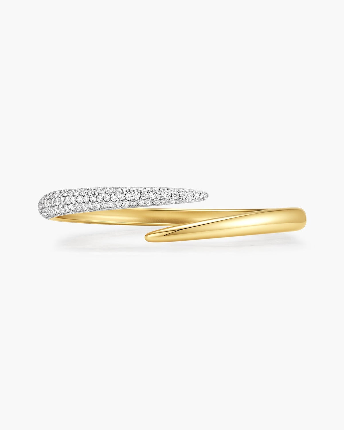 Ania Haie Gold Spiral Half Pave & Polish Cuff Bracelet B078-04G B078-04G front packshot
