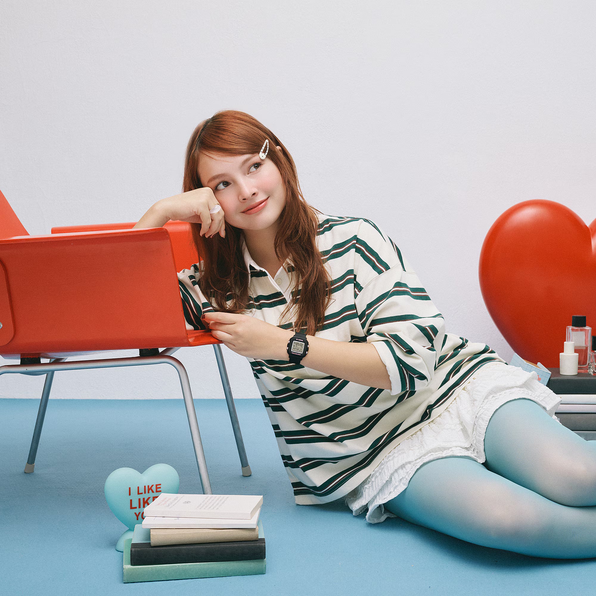 Baby-G Digital White Heart Pop Dial Black Resin Band Watch BGD10KH-1D