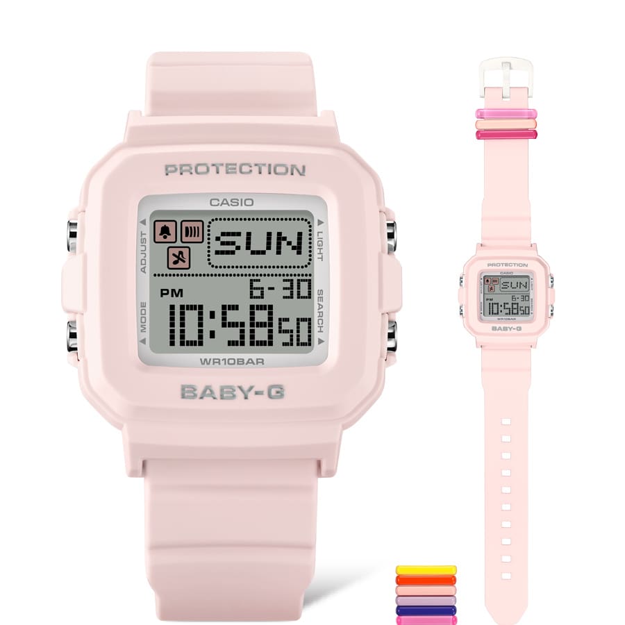 Baby-G Grey Dial Pink Resin Band Watch BGD10L-4D