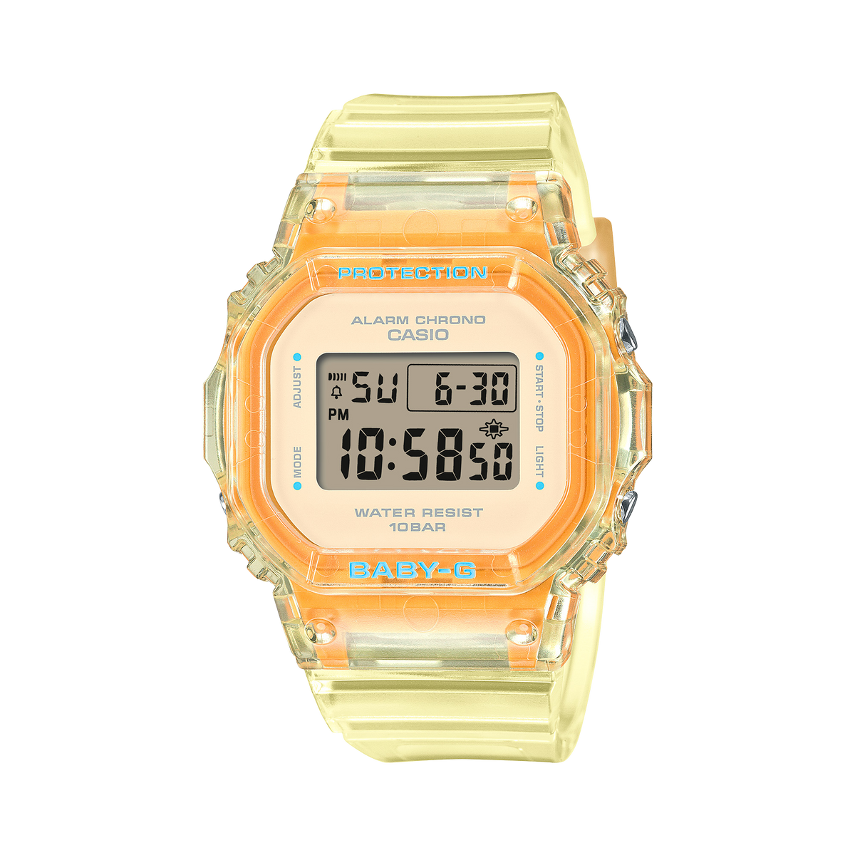 Baby-G Yellow Dial Transparent Resin Band Watch BGD565SJ-9D
