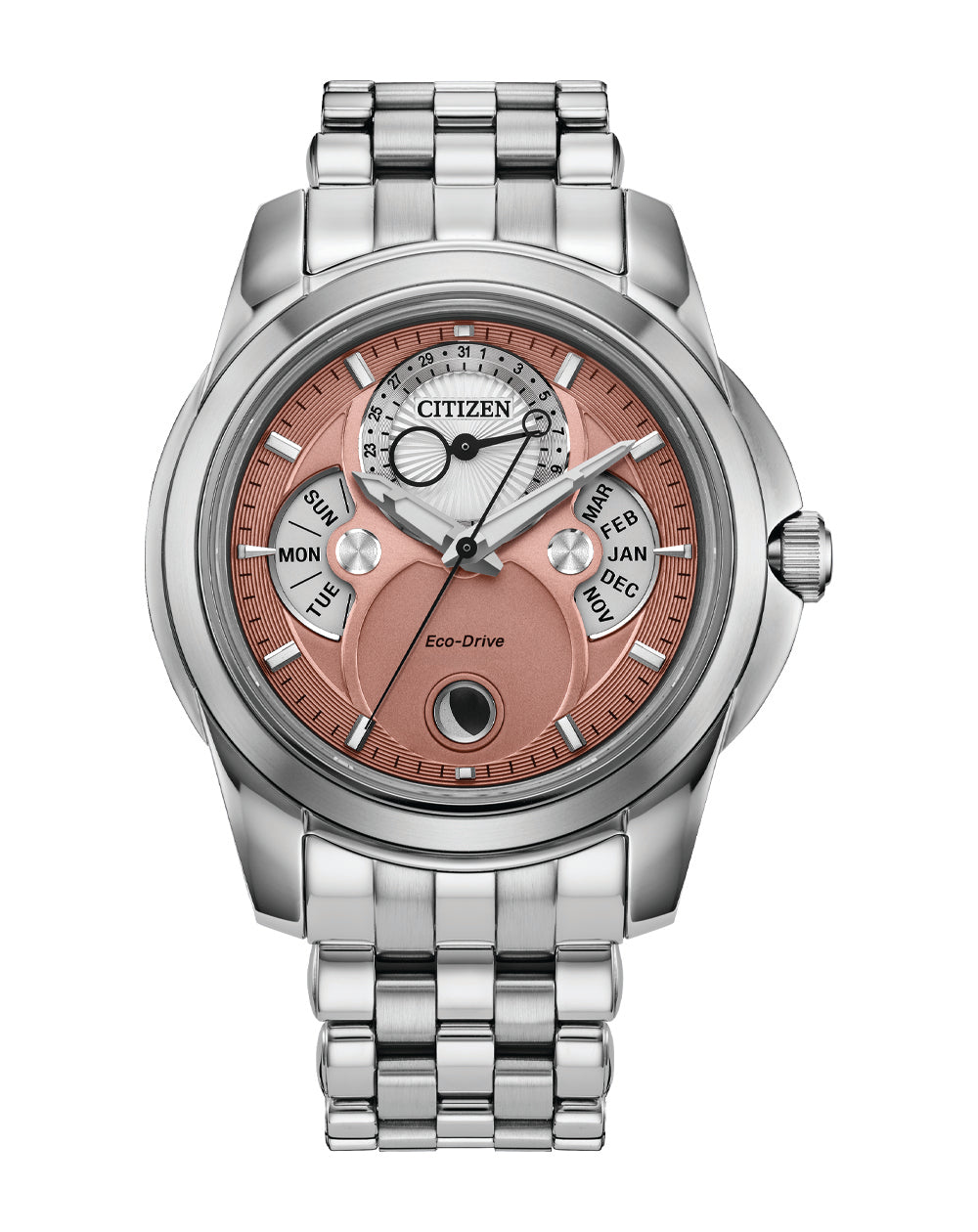 Citizen Calendrier Moonphase Pink Dial Stainless Steel Watch  display picture 1