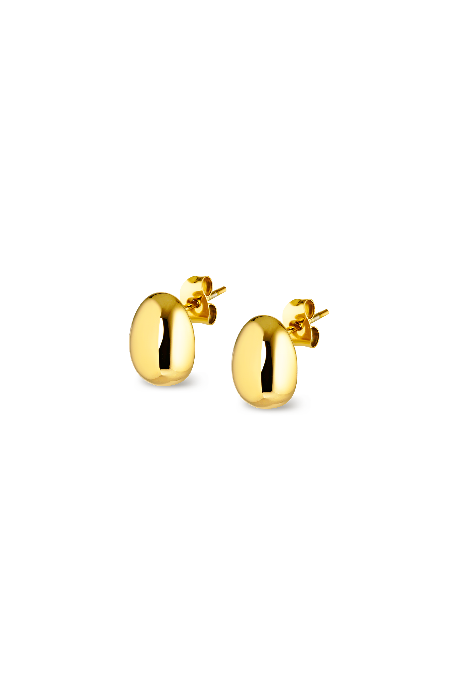 Cendré Bean gold earrings on a white background