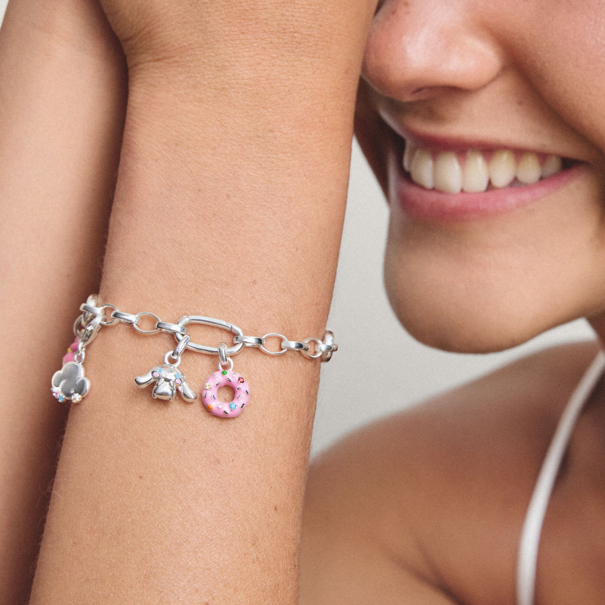 Thomas Sabo Silver-Plated Charm Club Bracelet with 3 Connect Links TC1203M-17 view 2