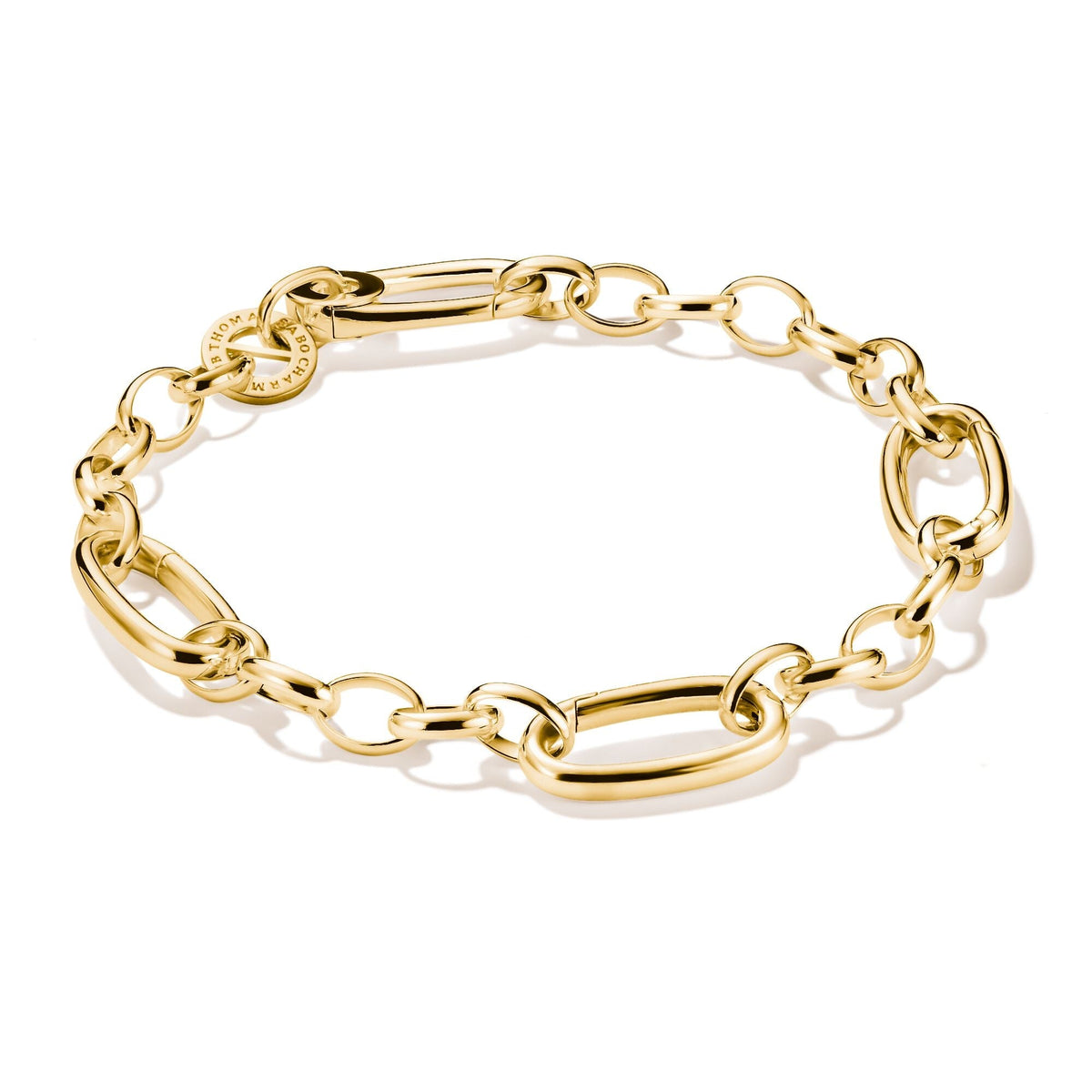 Thomas Sabo Gold-Tone Stainless Steel Charm Club Bracelet with 3 Connect Links TC1203SY-17 front packshot