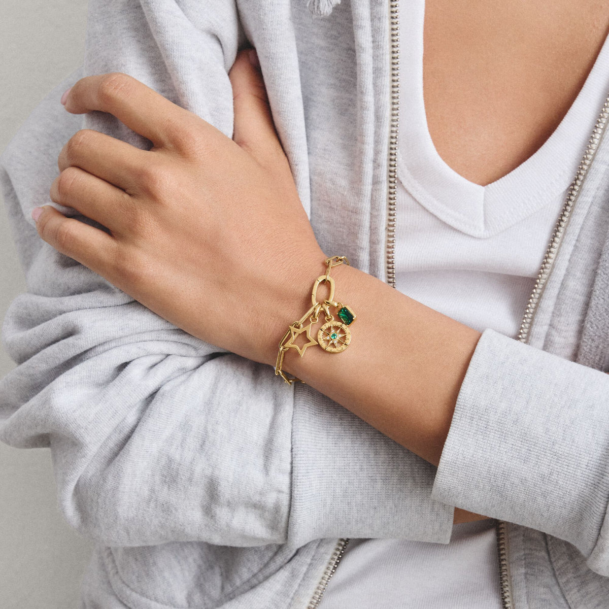 Thomas Sabo Gold-Tone Stainless Steel Charm Club Chunky Link Bracelet TC1205SY-17 view 2