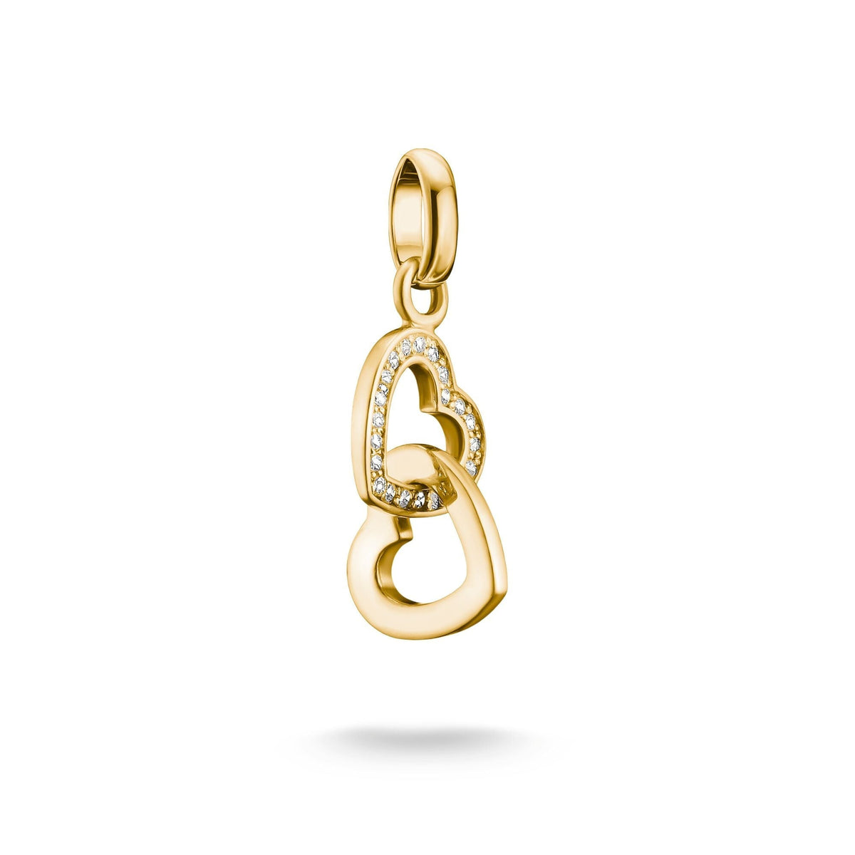 Thomas Sabo Gold-Plated Double Heart Charm with White Zirconia CCC1201MY CCC1201MY front packshot