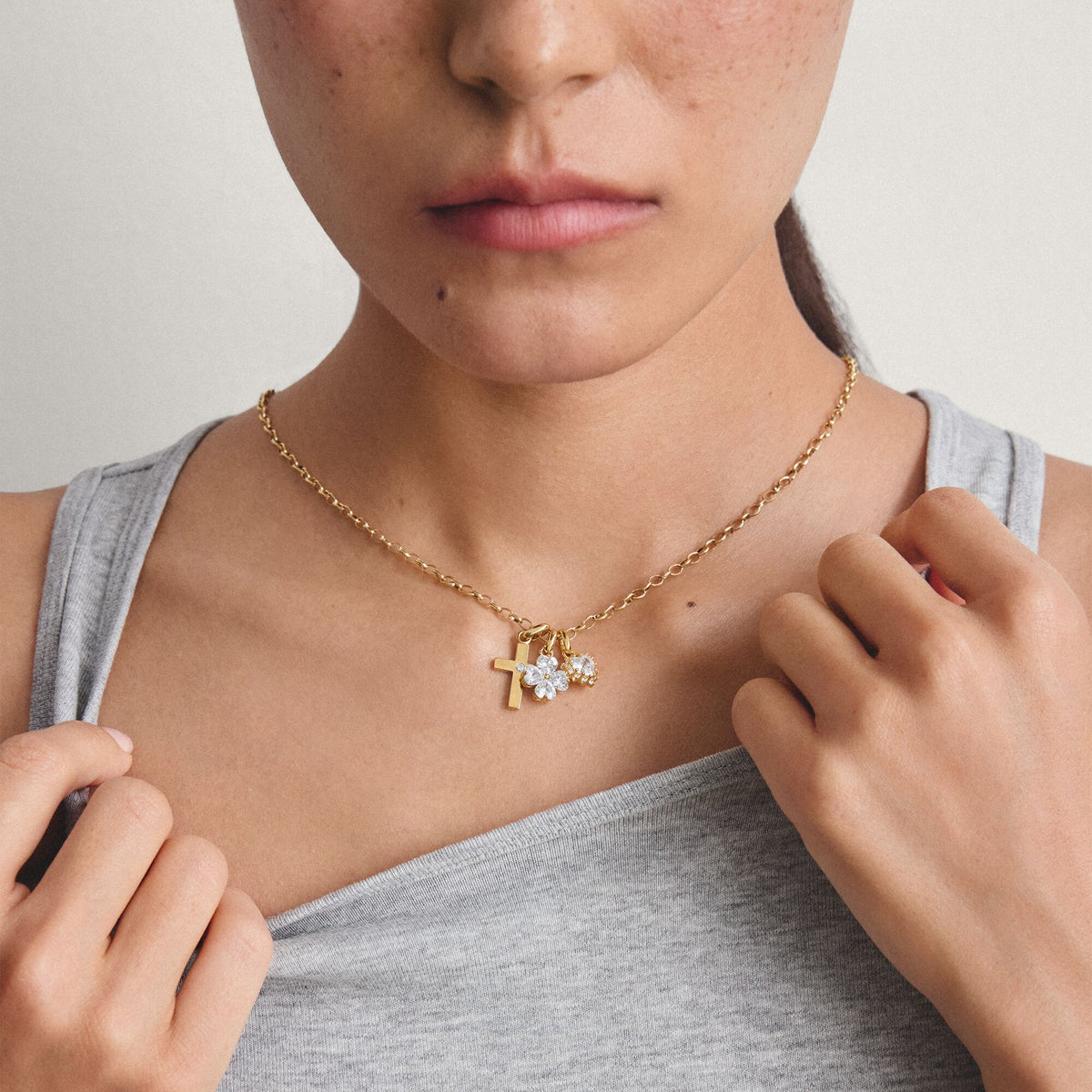 Thomas Sabo Gold-Plated Cross Charm with Zirconia Centre Stone CCC1364MY CCC1364MY view 5