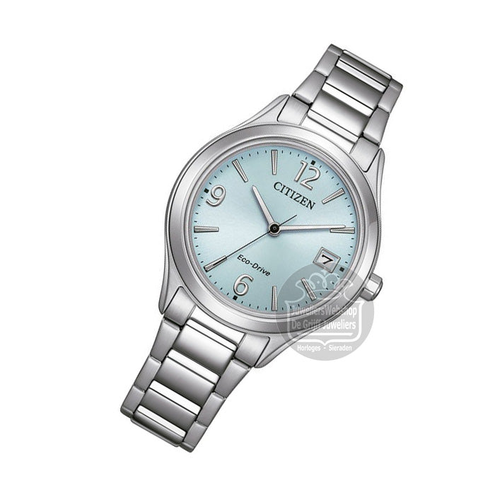 Citizen FE6121-67L blue dial ladies watch, third view showing dial and bracelet detail