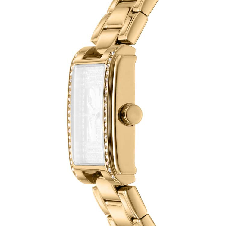 DKNY Logo Gold Stainless Steel Watch Silver Dial Modern Chic
