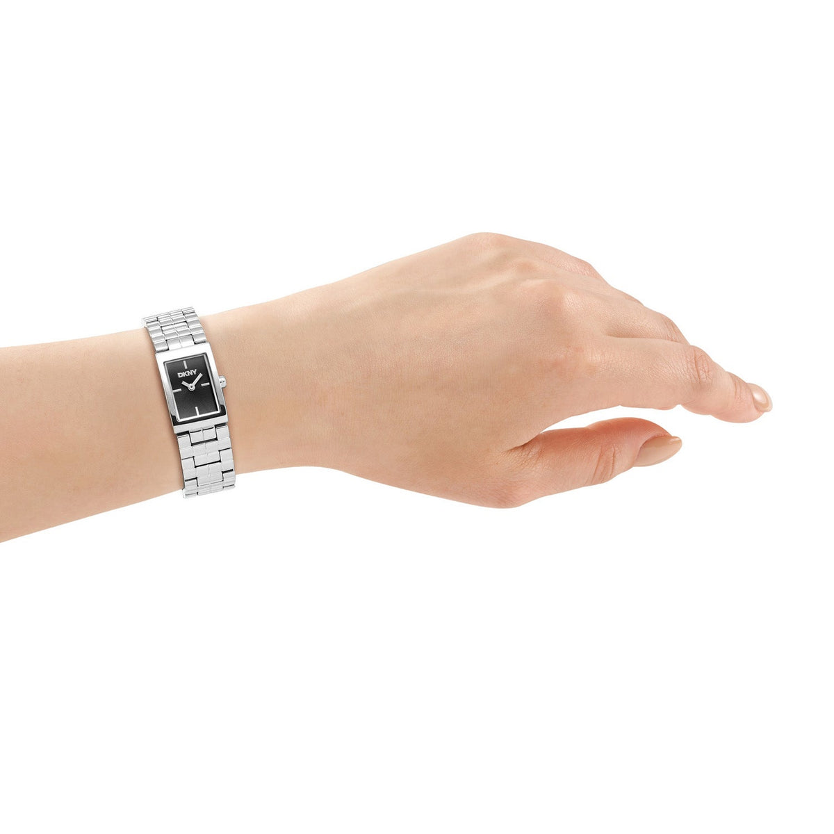 DKNY Signature Shape Silver 17x25.5mm Black Dial Womens Watch DK1L172M0025