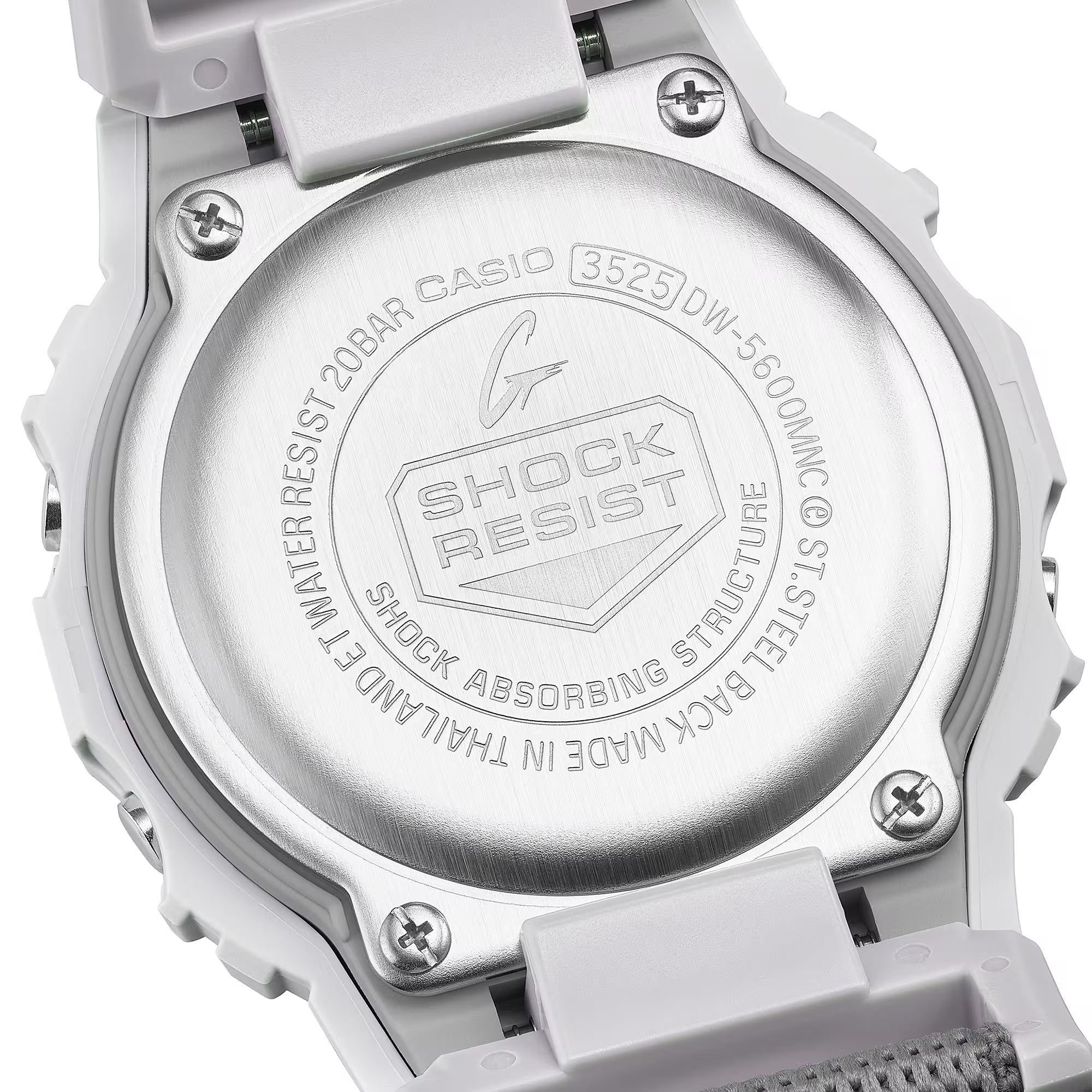 G-Shock Digital White and Yellow Nylon FIDLOCK Clasp Band Watch DW5600MNC-7A8