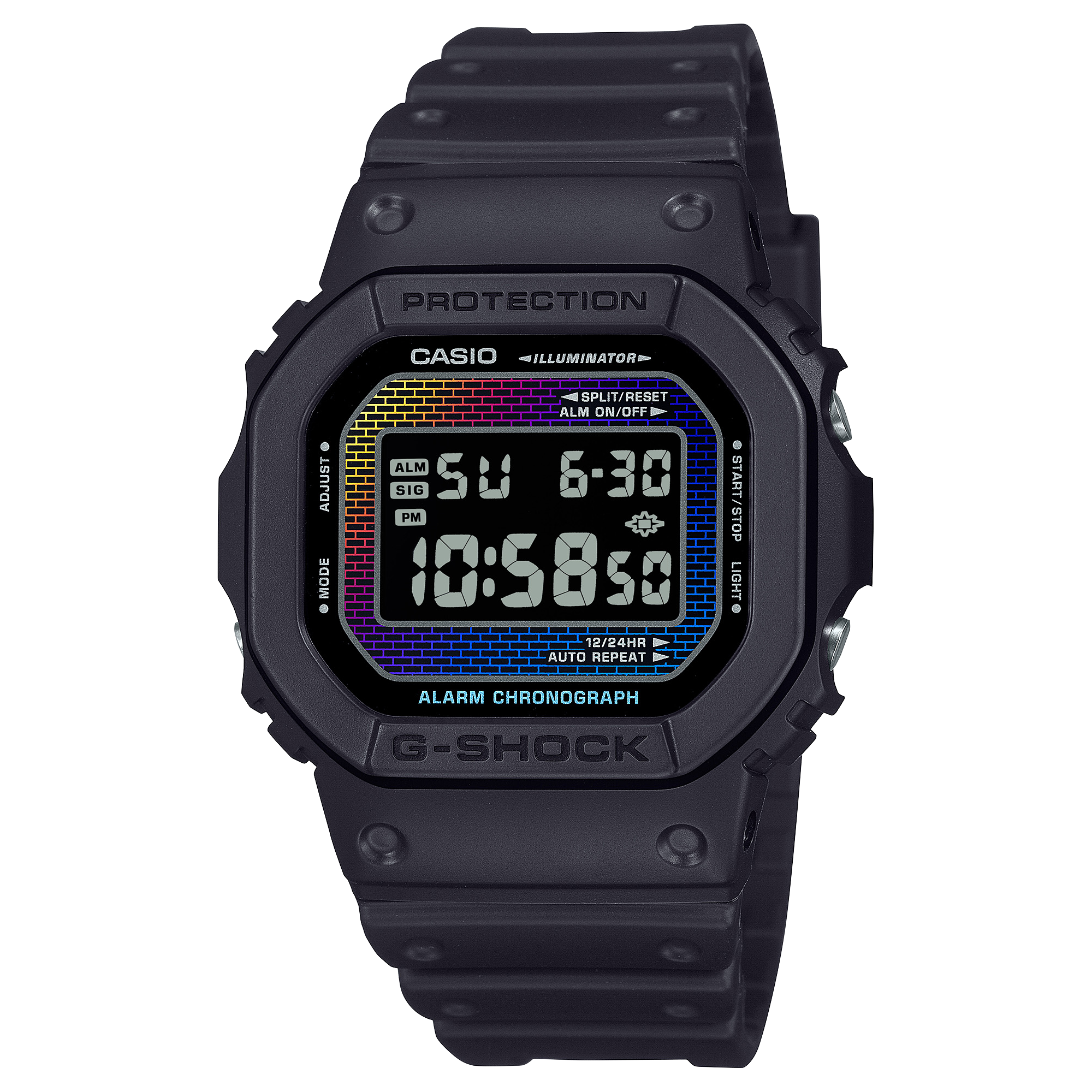 Iconic G-Shock 5600 Series Timepiece with Rainbow Gradation