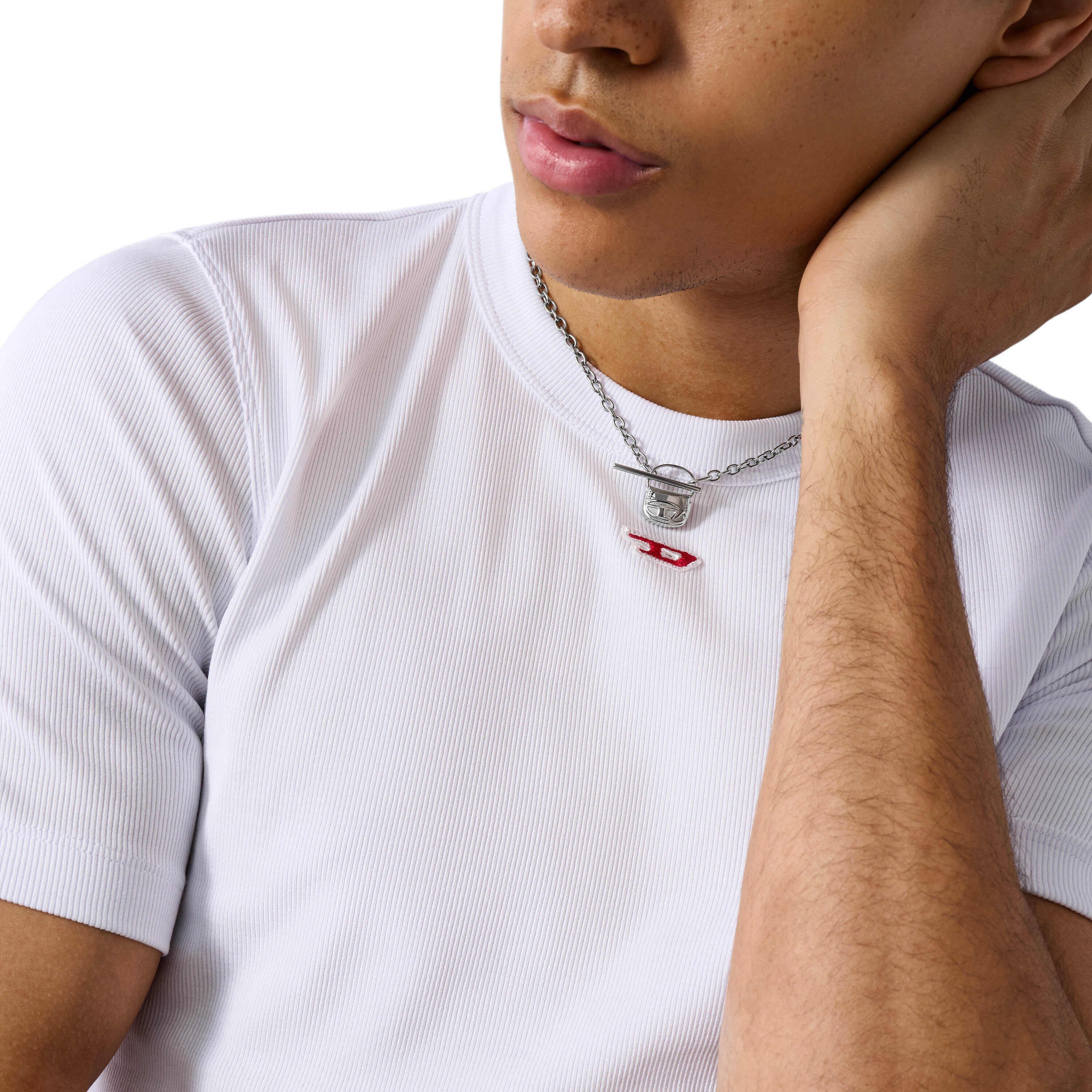 Diesel Steel Silver Bag Chain Necklace DX1593040