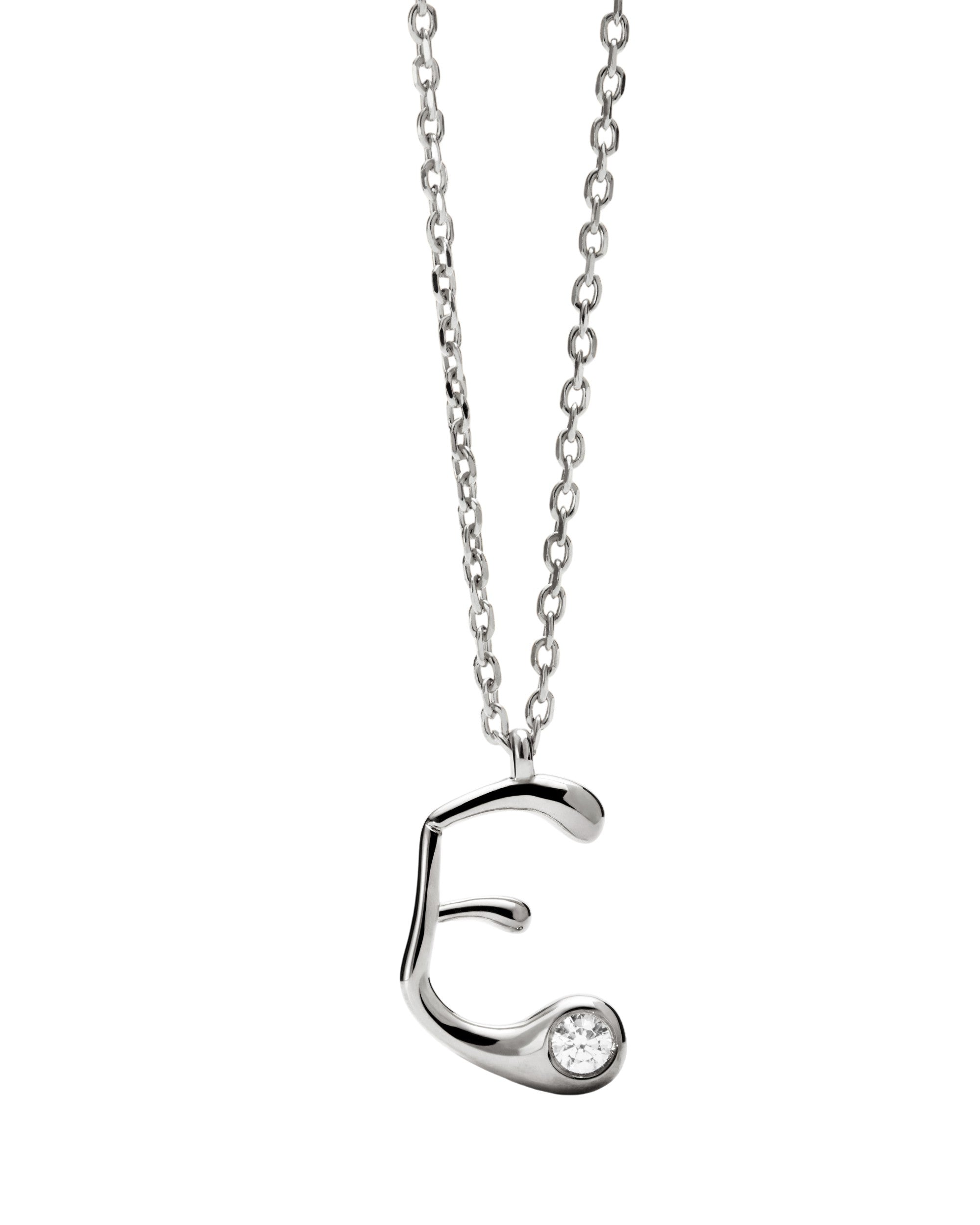 PDPAOLA Initial Letter Pendant E Necklace Silver